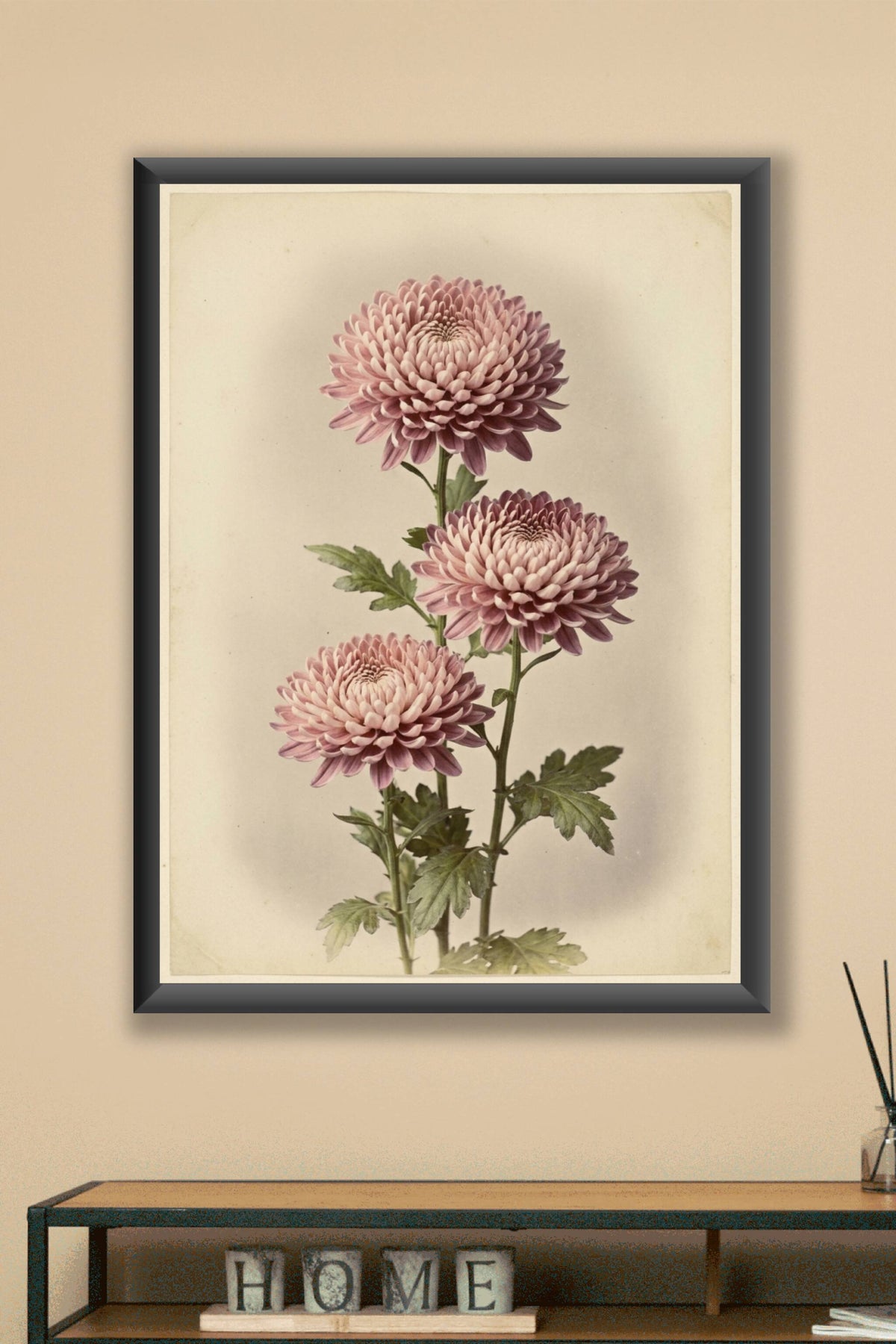Affiche de Chrysanthèmes, poster art japonais