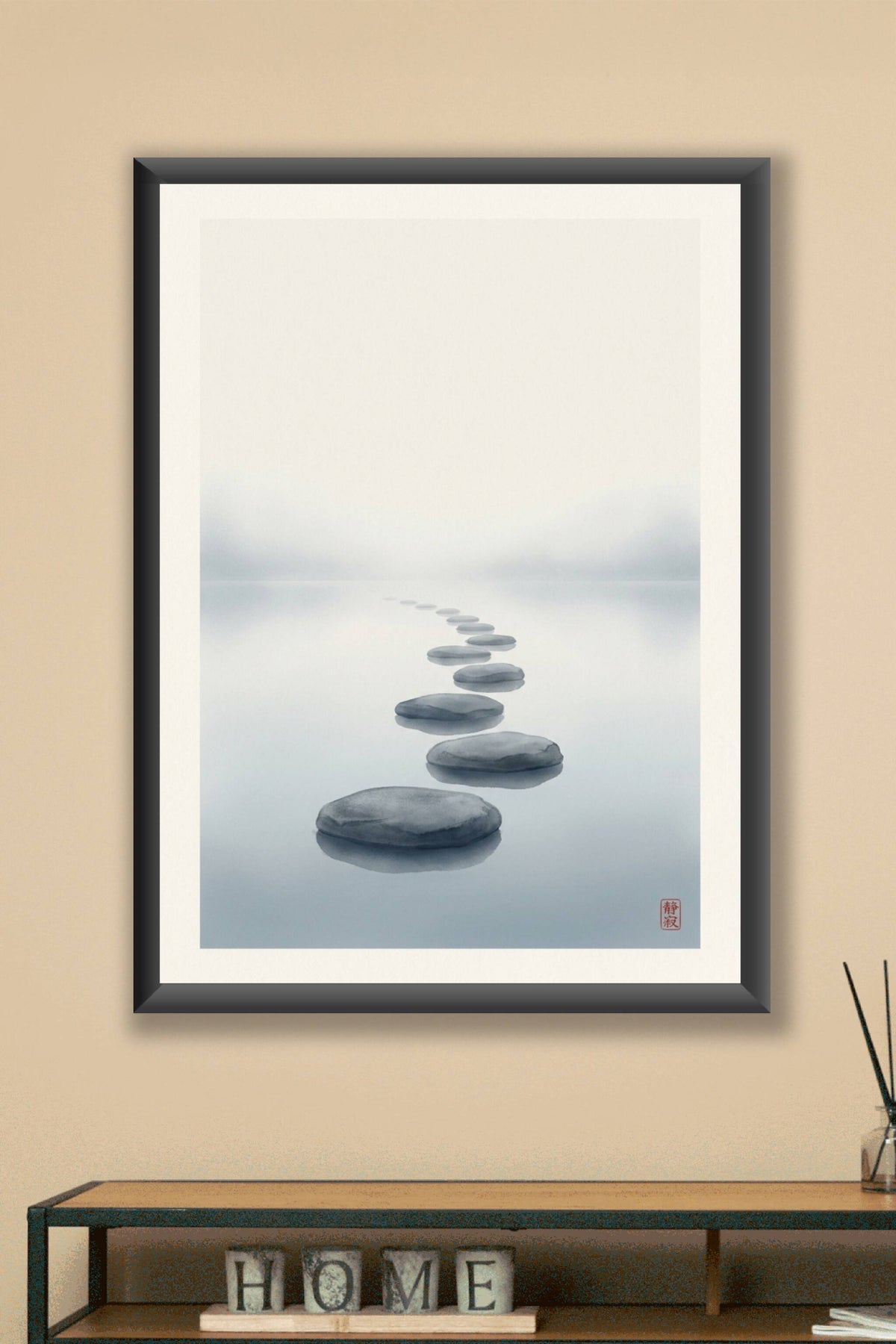 Poster de jardin japonais, pierres zen