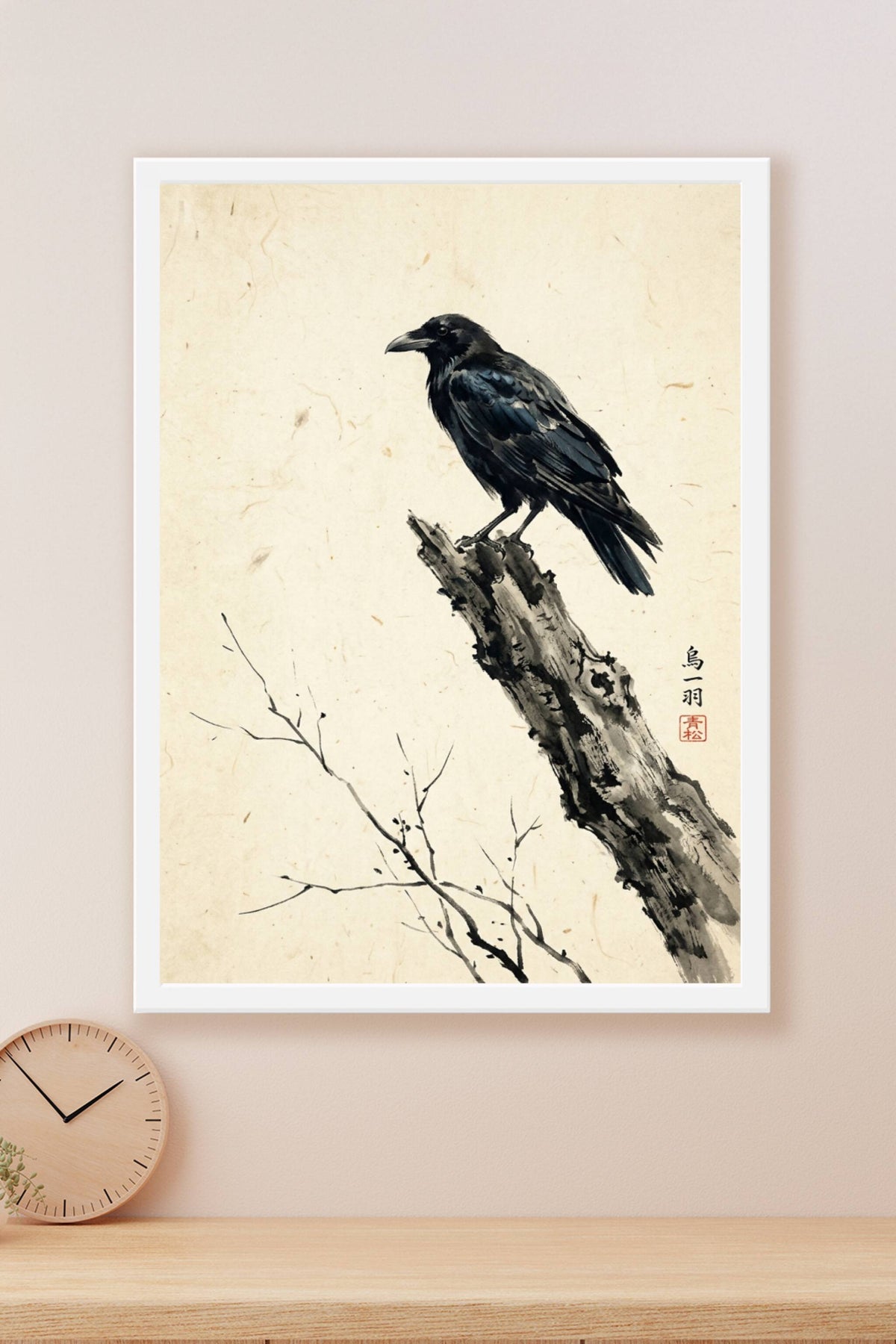 Affiche Corbeau japonais, poster encre de Chine