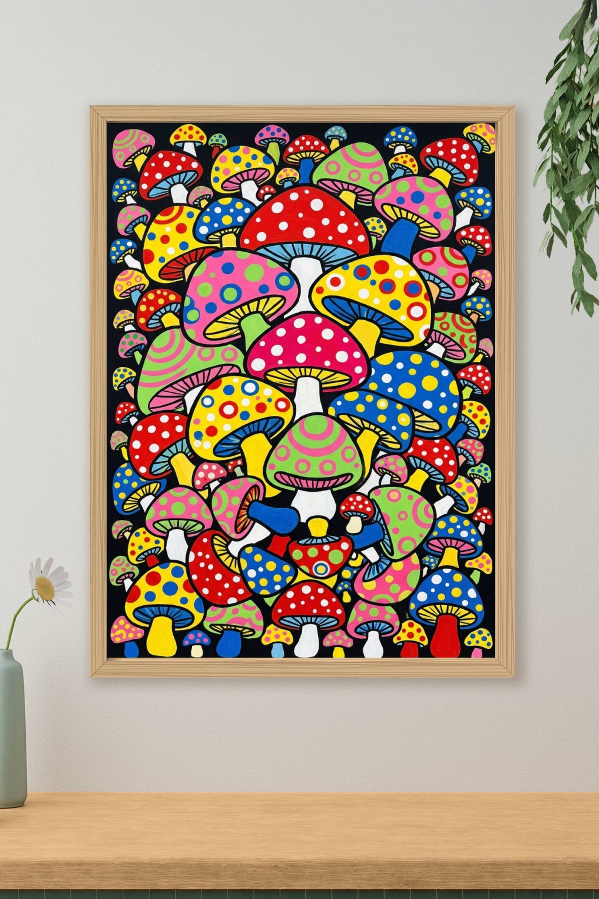 Poster Champignons Japonais, motif pop art