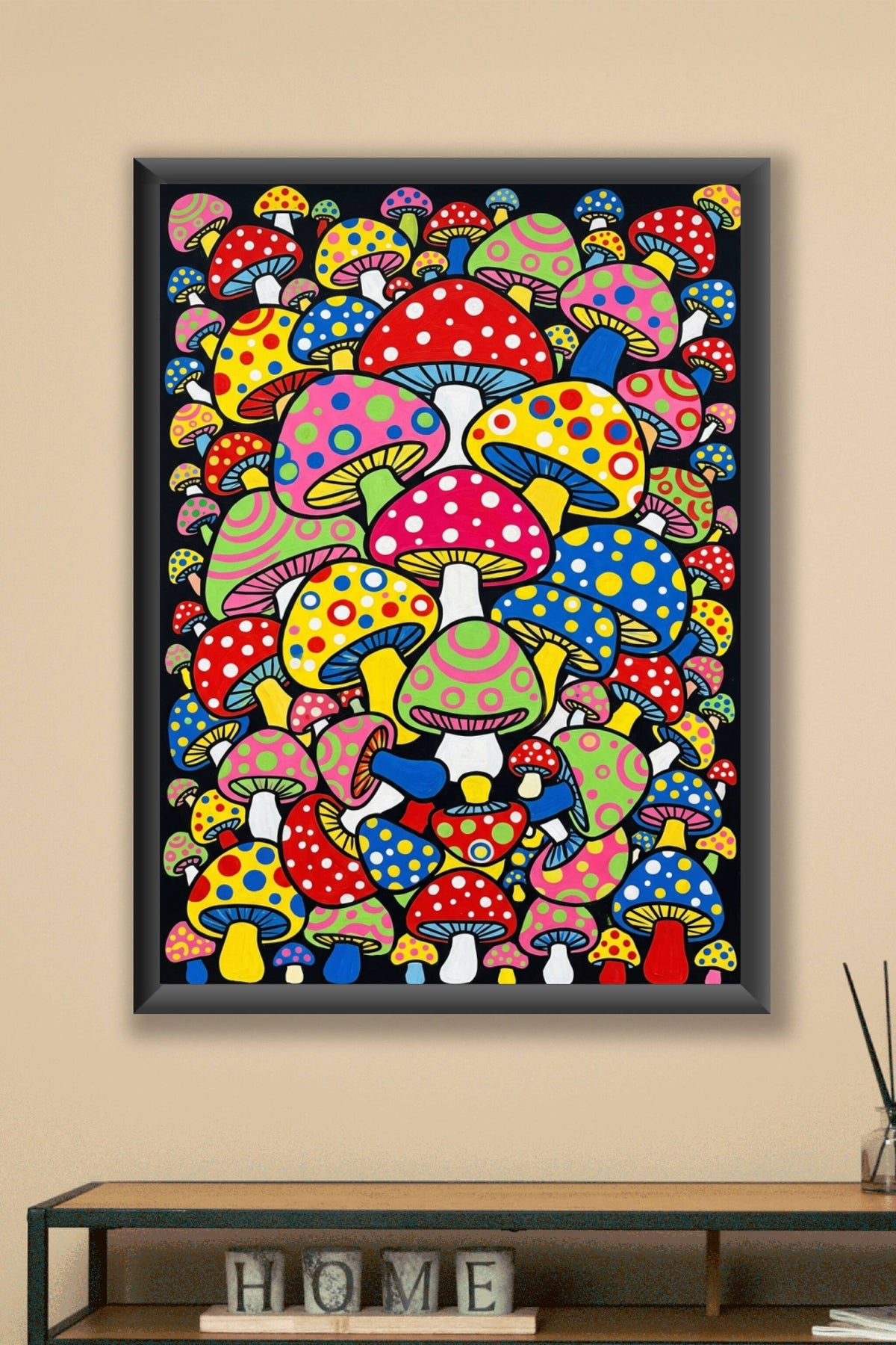 Poster Champignons Japonais, motif pop art