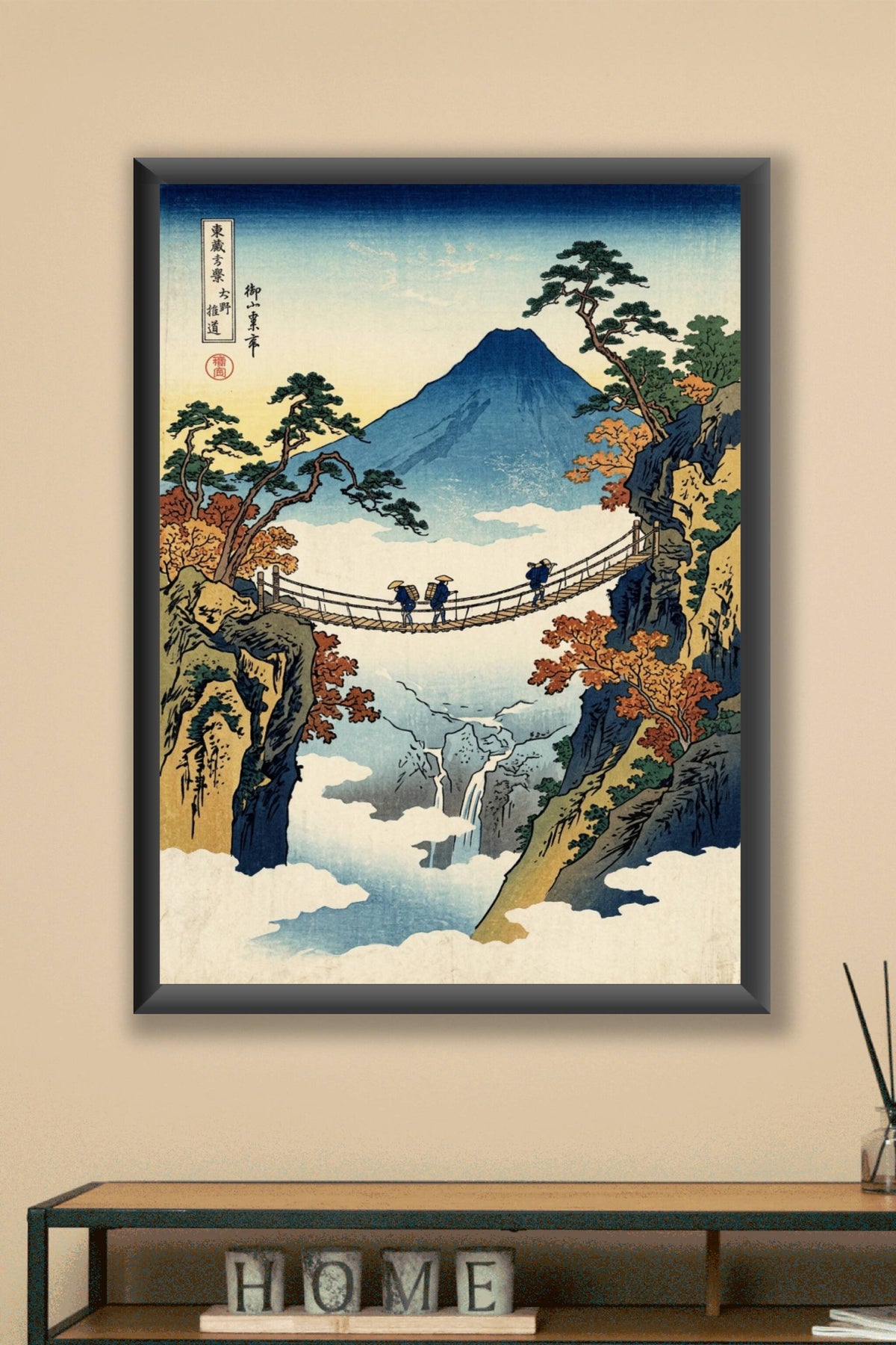 Affiche du Mont Fuji, poster pont suspendu