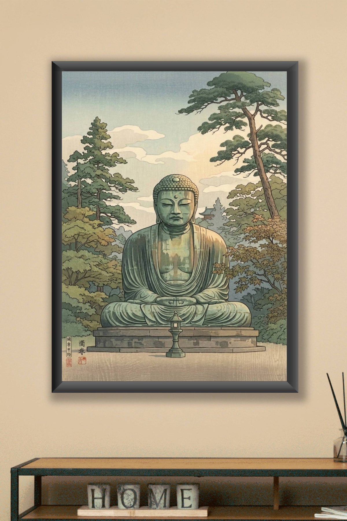 Poster Grand Bouddha de Kamakura, estampe Japon
