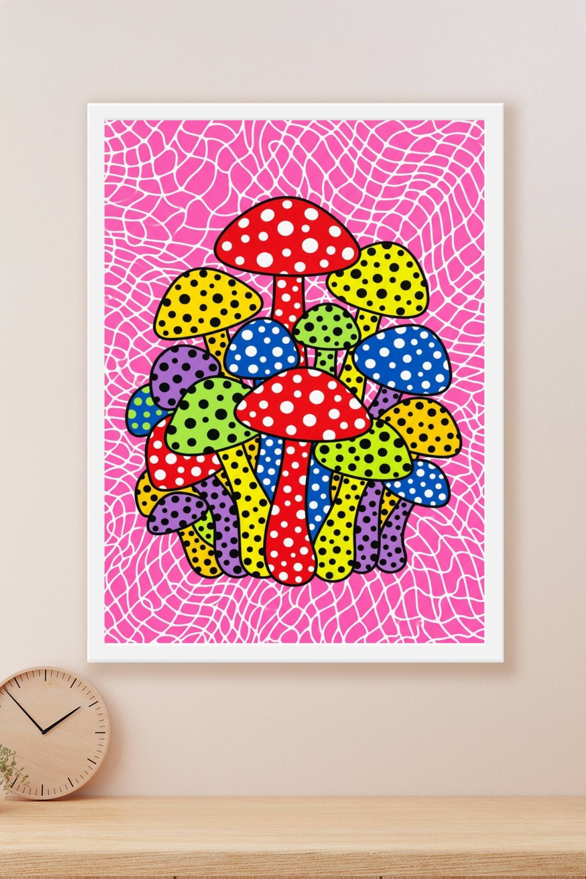 Poster Champignons Japonais, pois colorés
