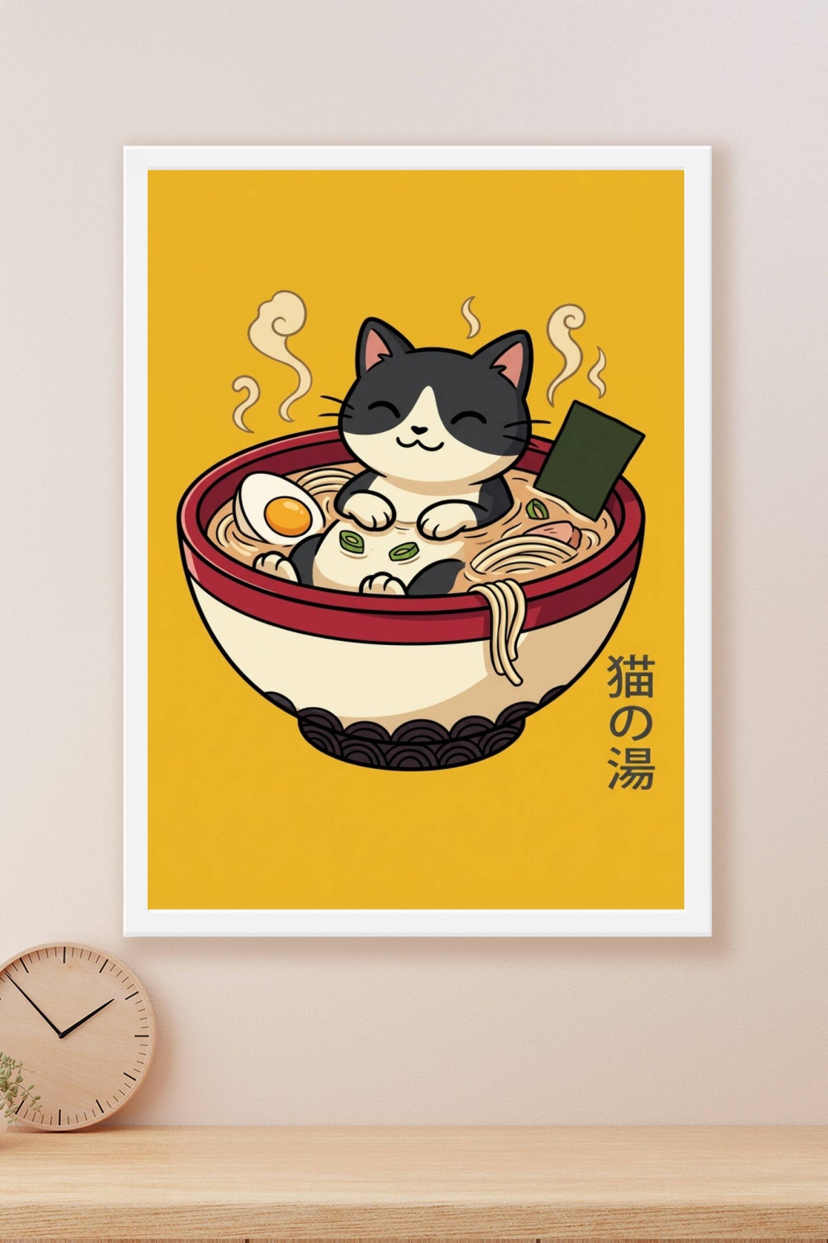 Affiche Chat Ramen, poster art japonais