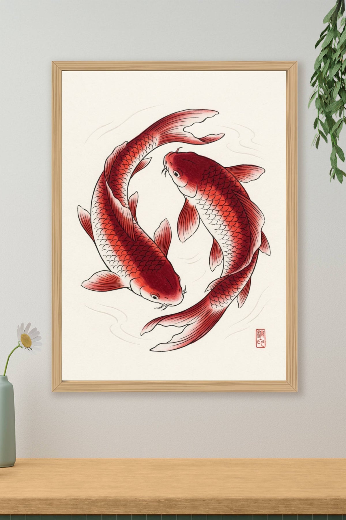 Affiche Carpes Koï, poster art japonais
