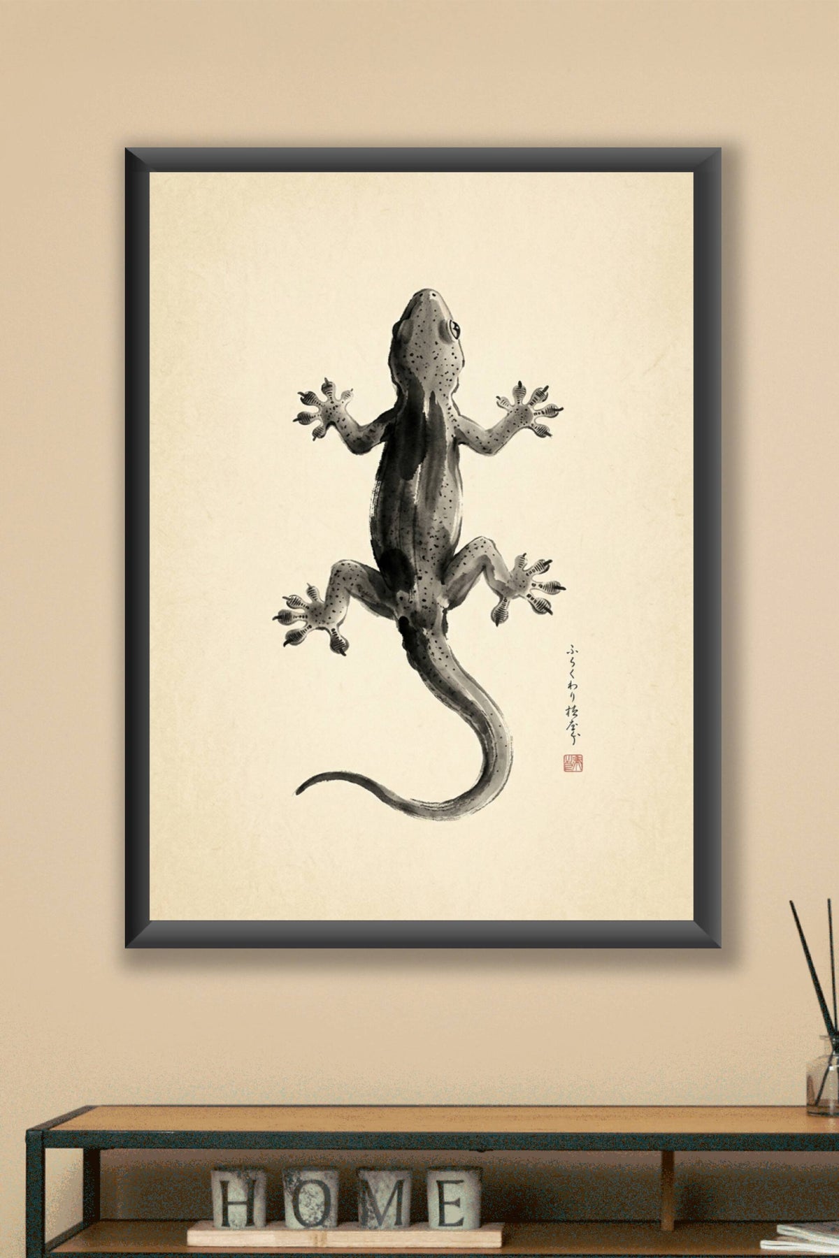 Affiche de Salamandre, poster art japonais