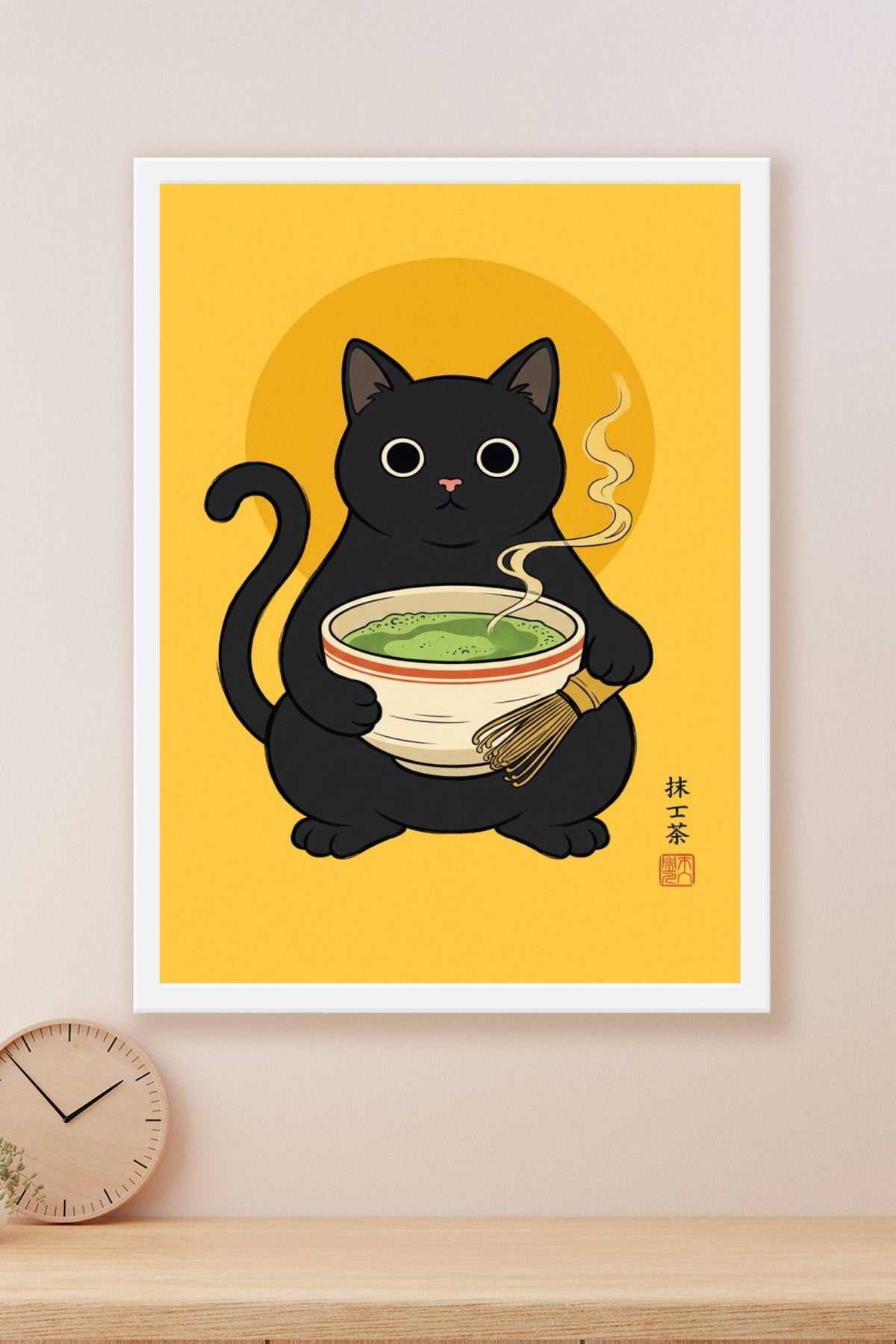 Affiche Chat Matcha, poster art japonais