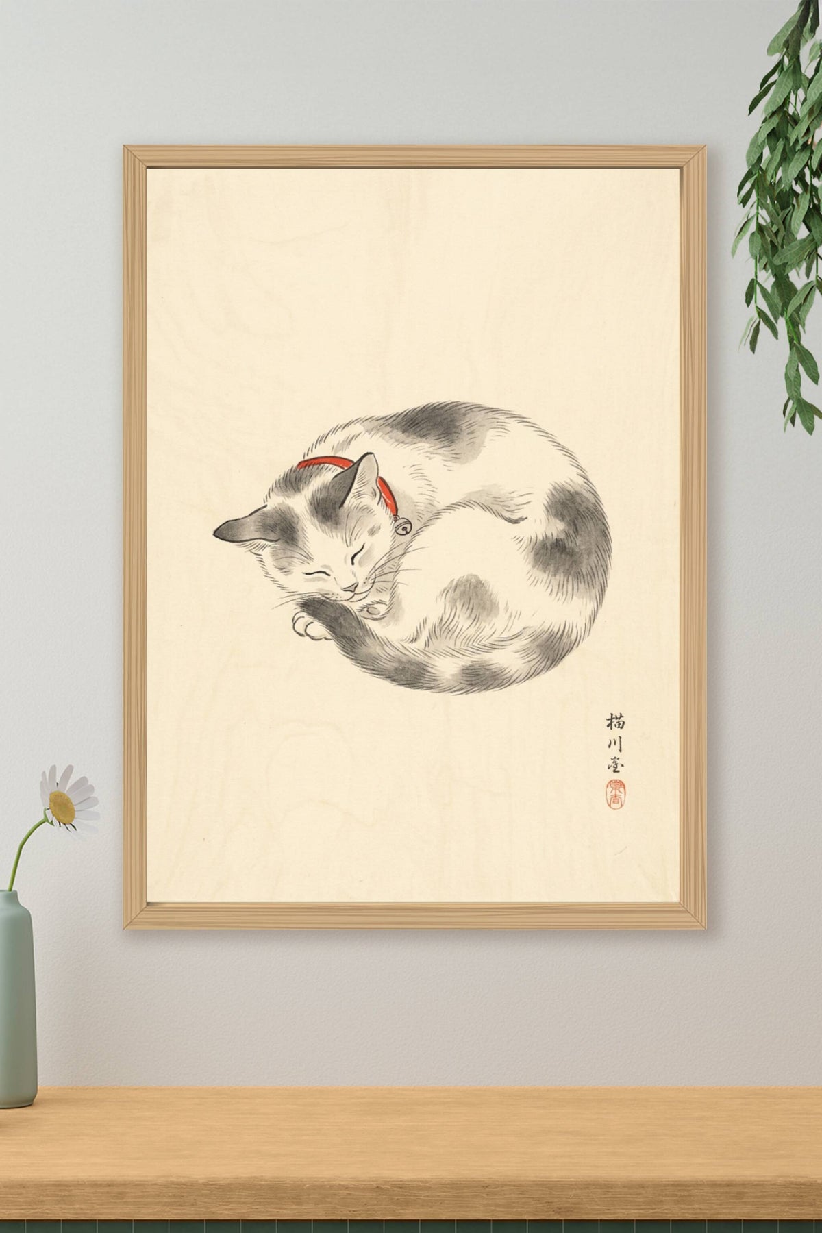 Affiche chat japonais, poster chat calicot