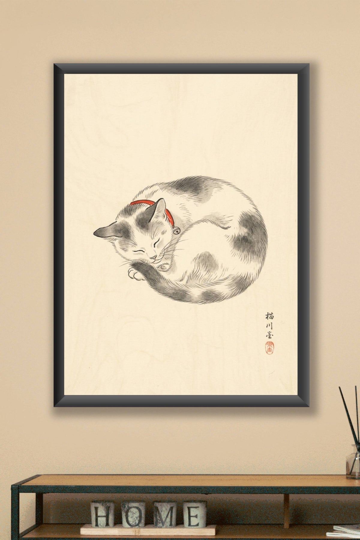 Affiche chat japonais, poster chat calicot