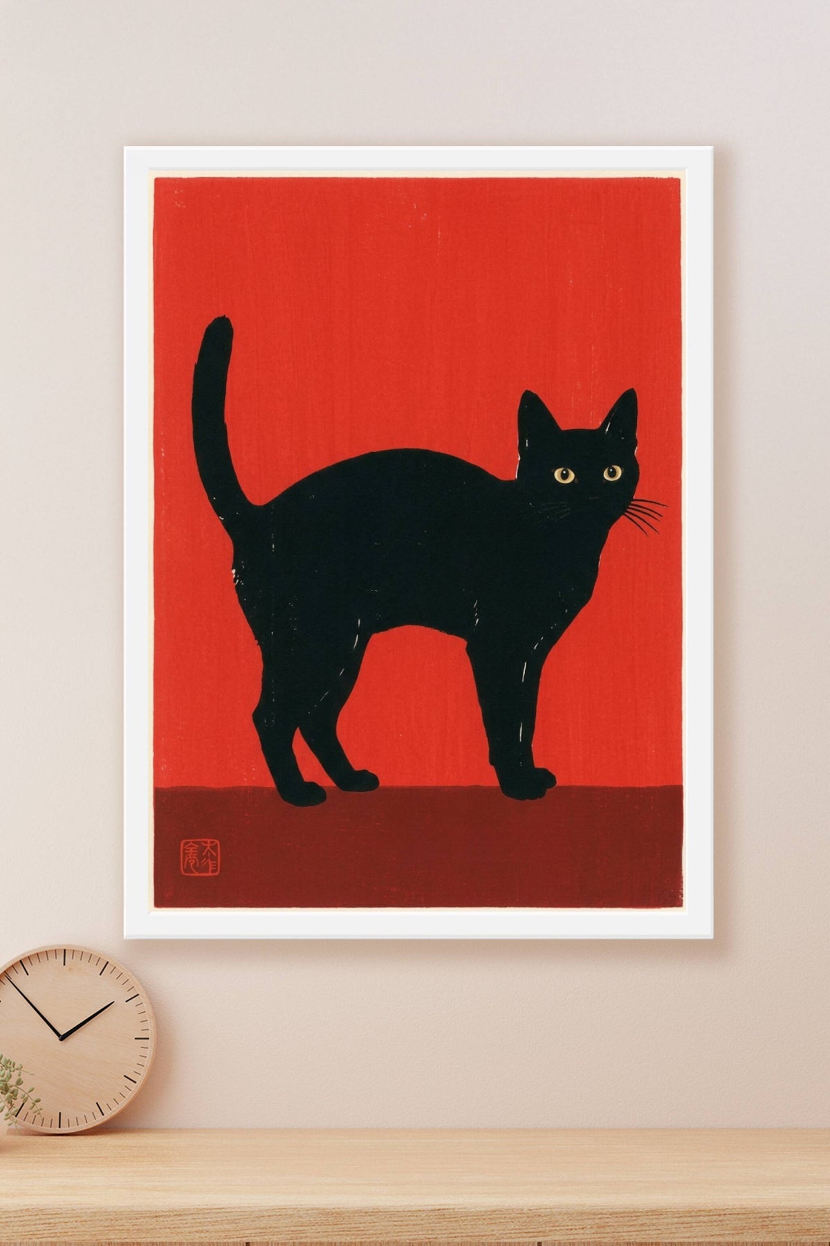 Affiche de chat japonais, poster art minimaliste