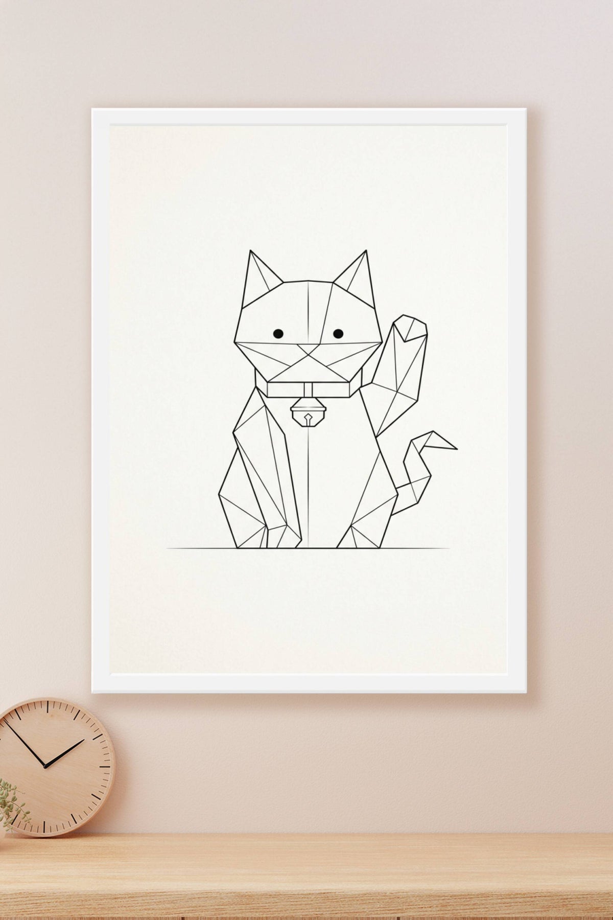 Affiche Maneki Neko, poster chat japonais origami