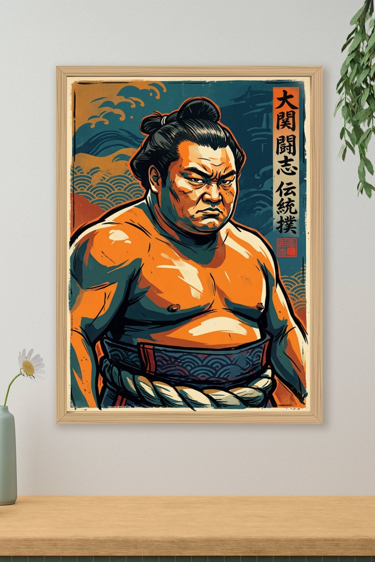 Affiche de Sumo Japonais, poster lutteur traditionnel