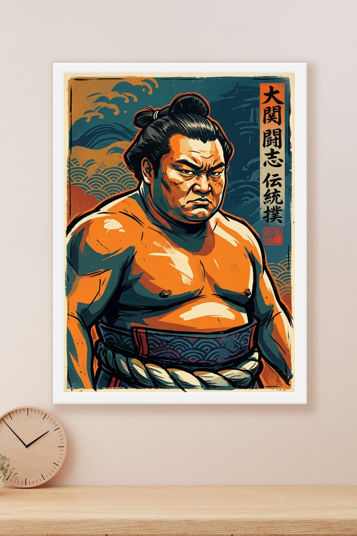 Affiche de Sumo Japonais, poster lutteur traditionnel