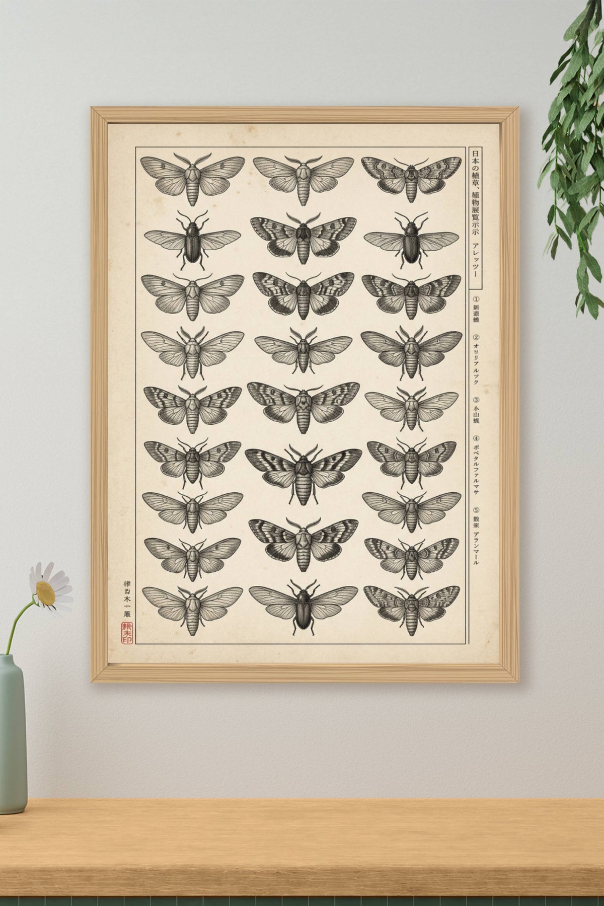 Poster de papillons japonais, style vintage