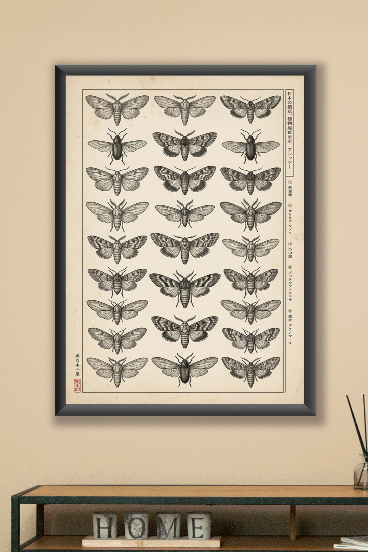 Poster de papillons japonais, style vintage