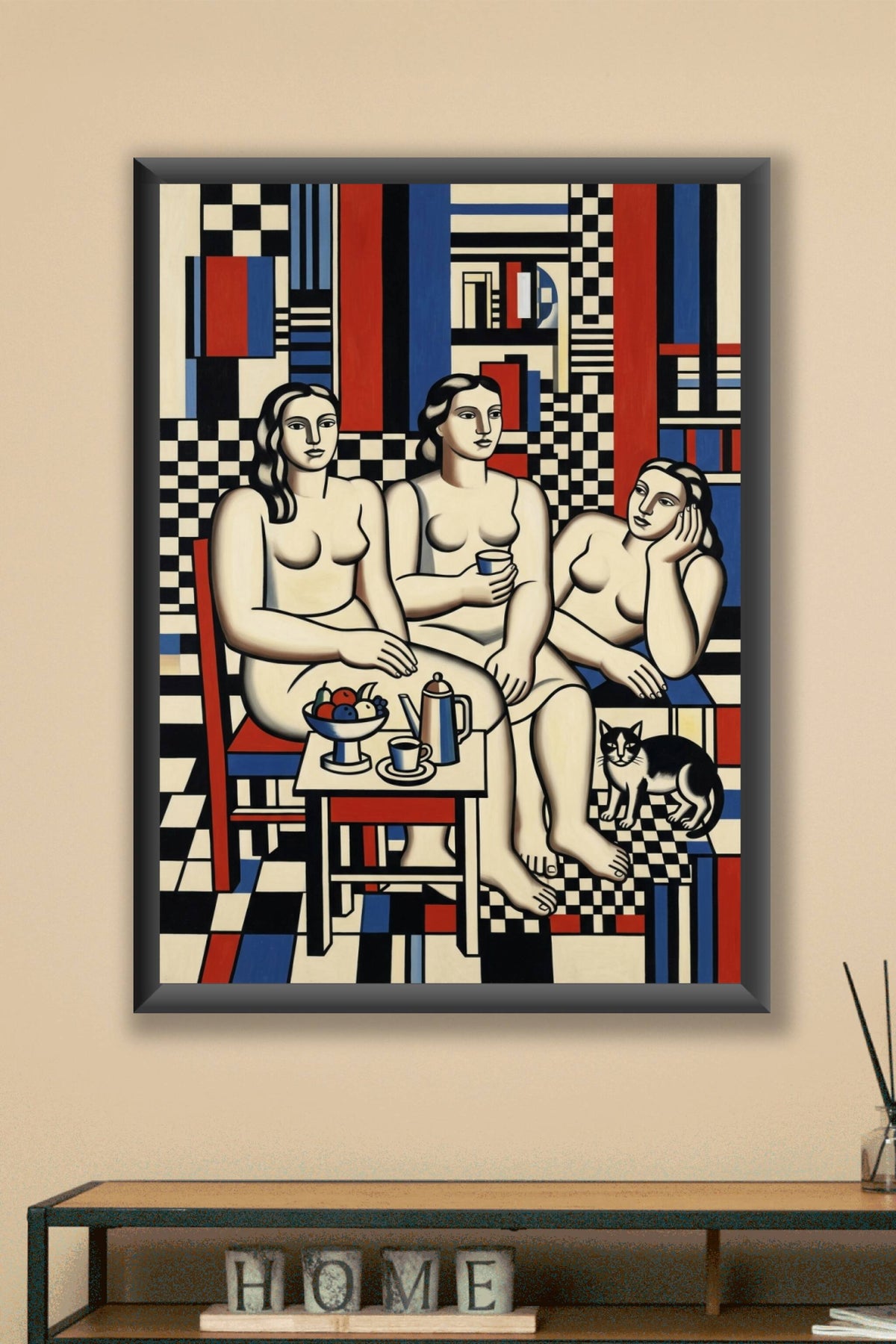 Affiche de style cubiste, poster trois femmes