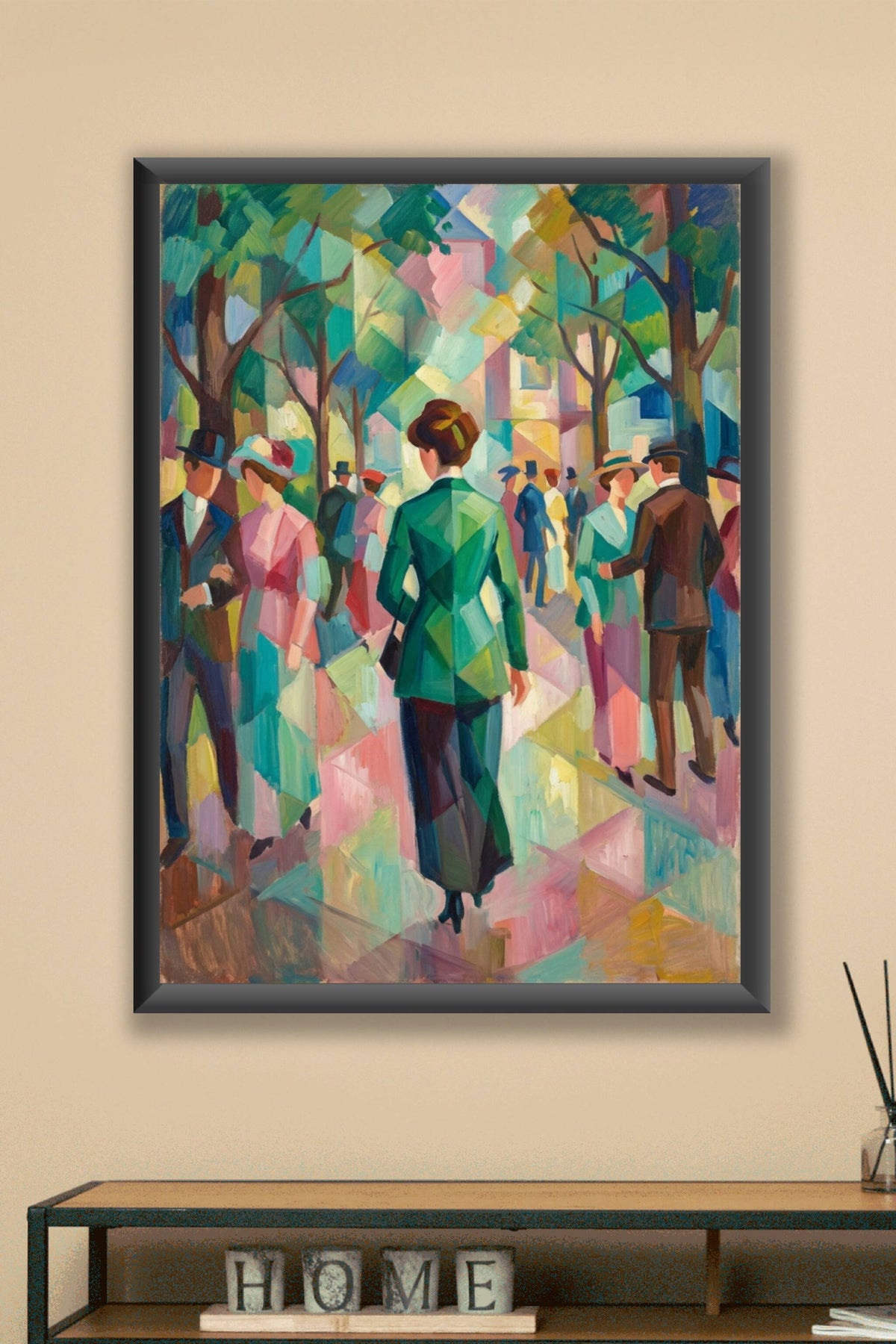 Affiche de promenade cubiste, poster coloré