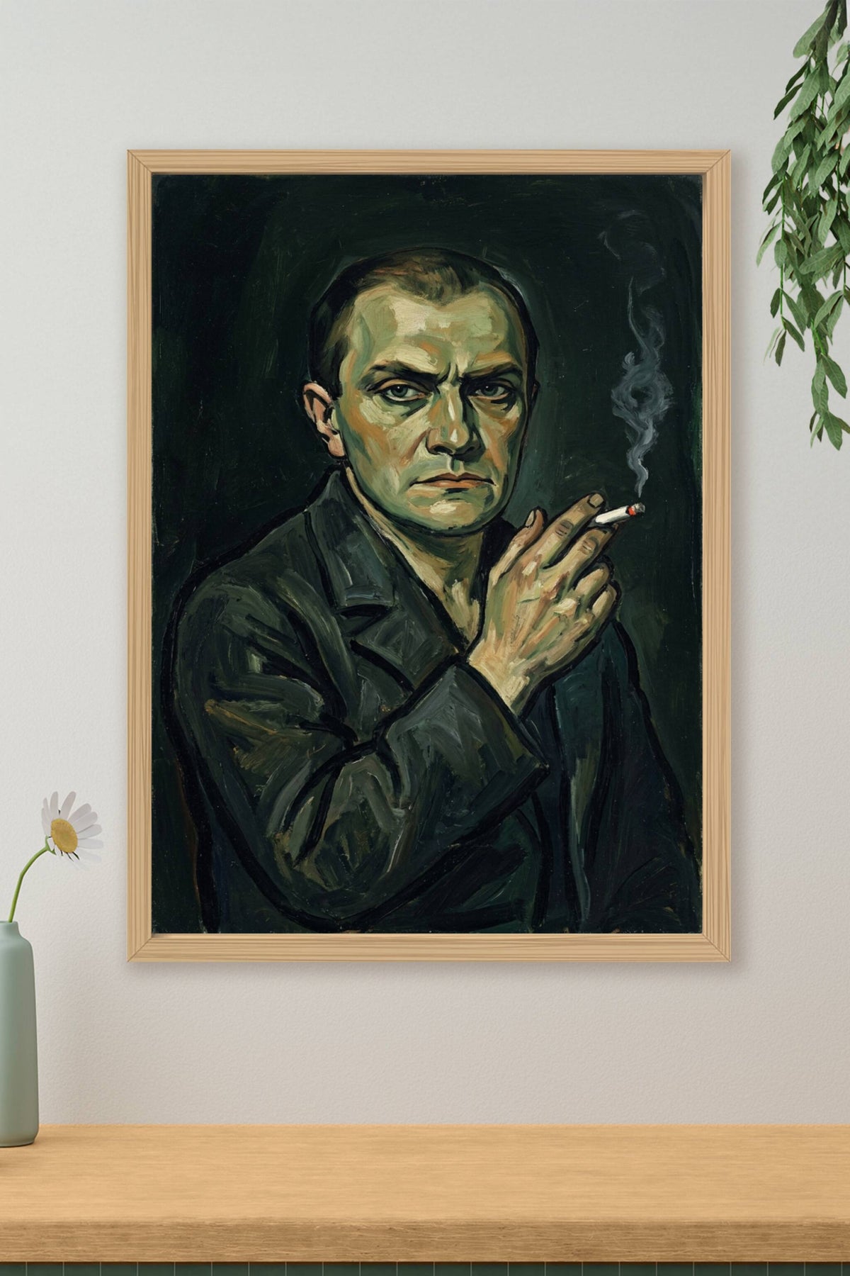 Poster de Max Beckmann, autoportrait à la cigarette