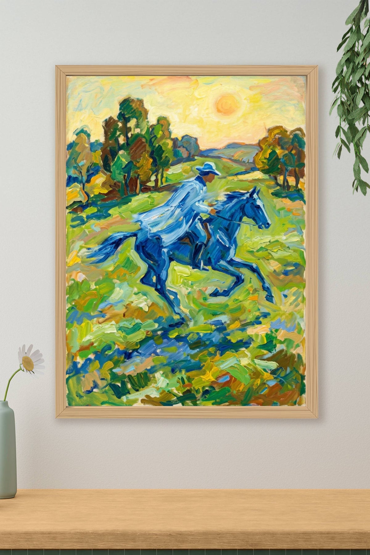 Poster Cavalier bleu, art contemporain