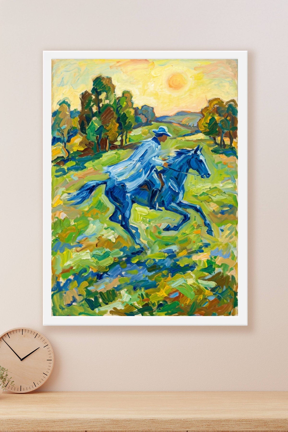 Poster Cavalier bleu, art contemporain