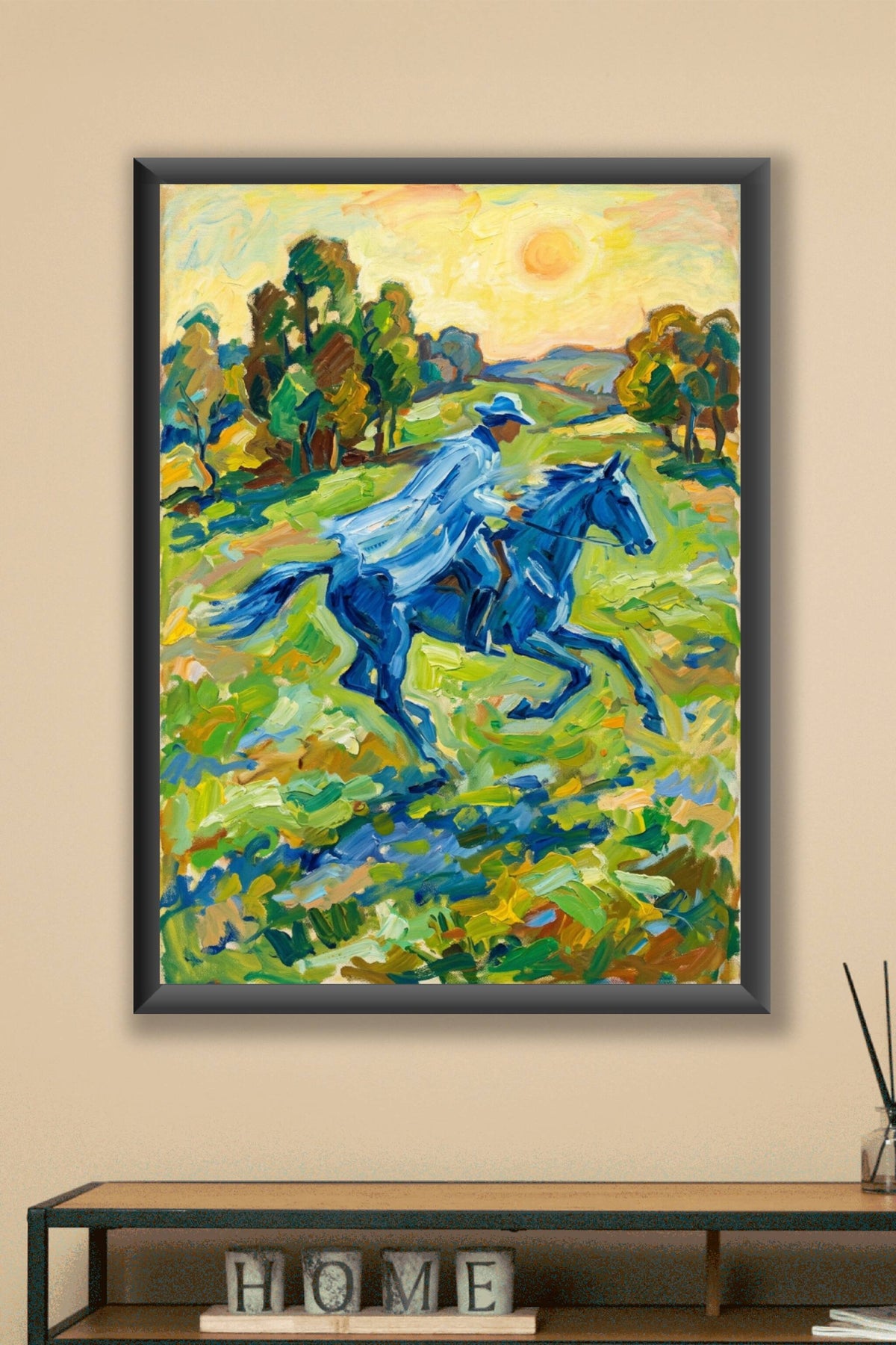 Poster Cavalier bleu, art contemporain
