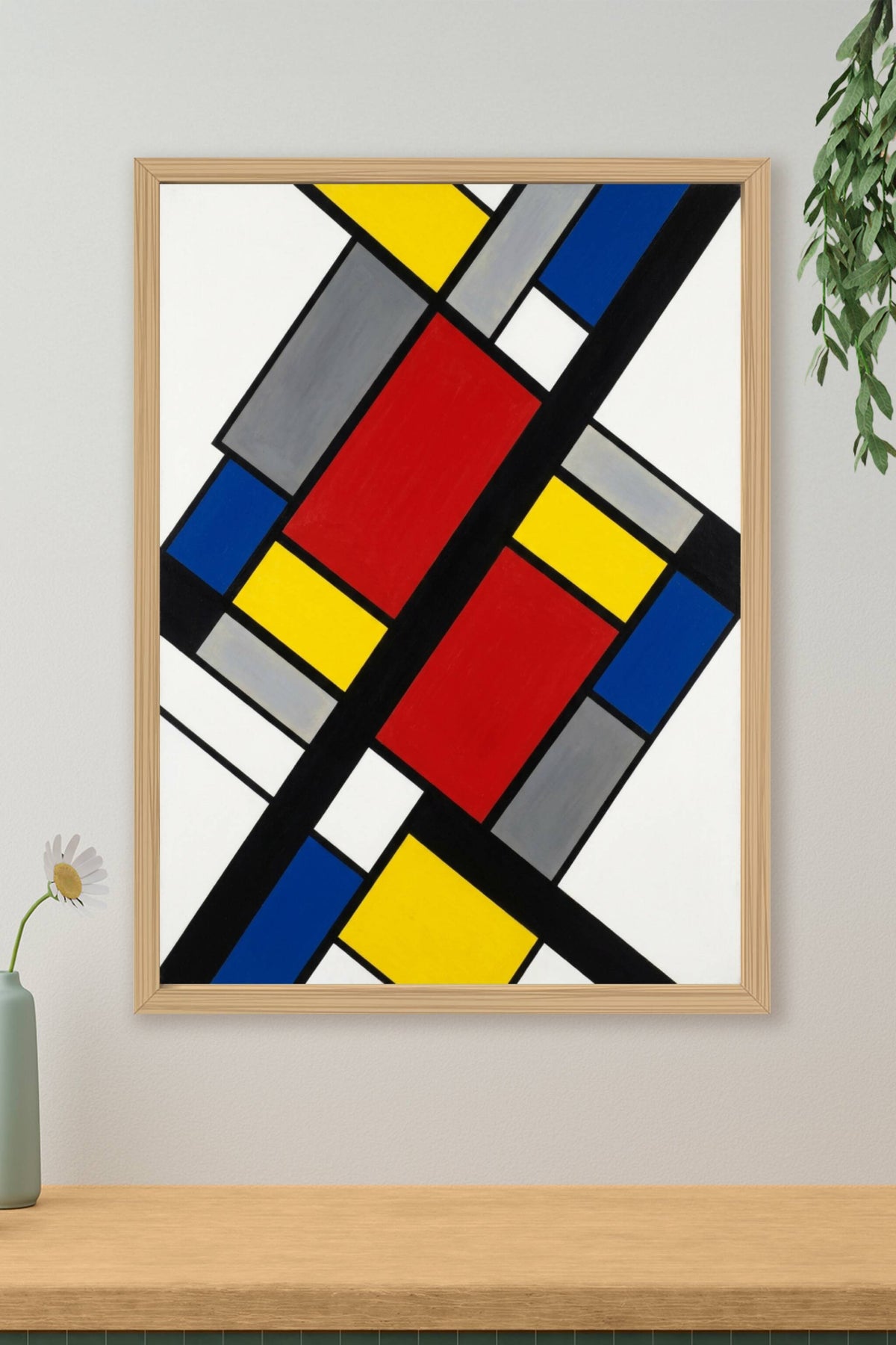 Poster d'art abstrait géométrique, couleurs primaires