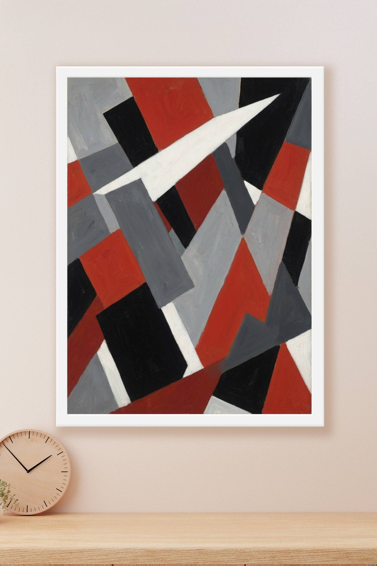 Affiche d'Art Abstrait Géométrique, poster formes rouges