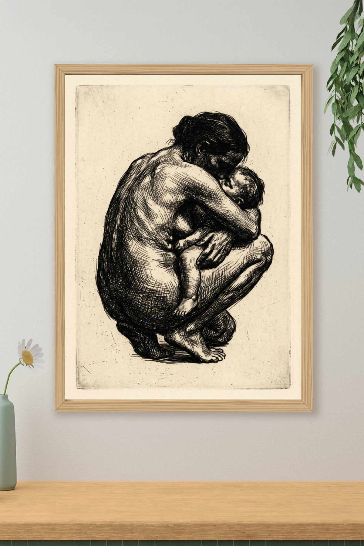 Affiche Maternité, poster dessin gravure