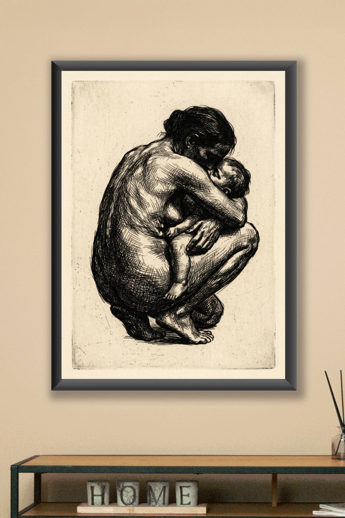 Affiche Maternité, poster dessin gravure