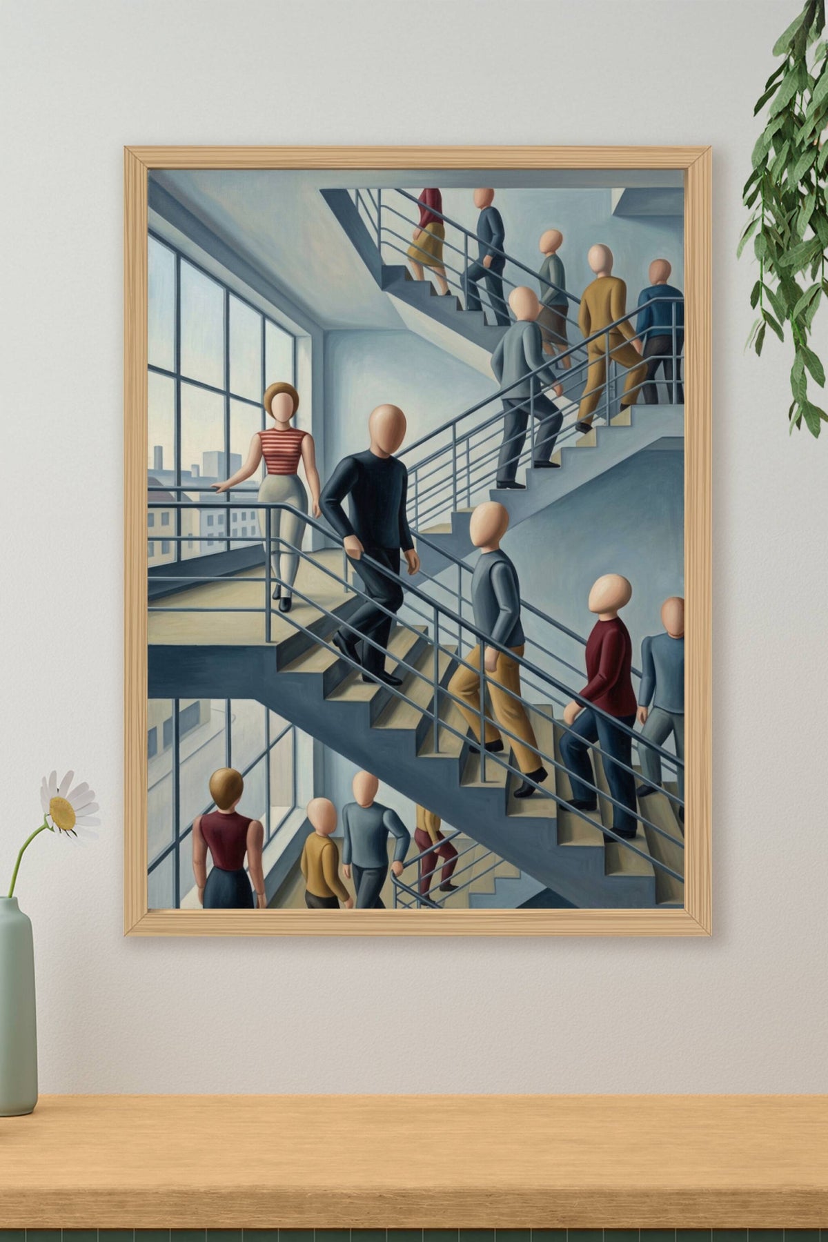 Poster d'Art Contemporain, silhouettes et escalier