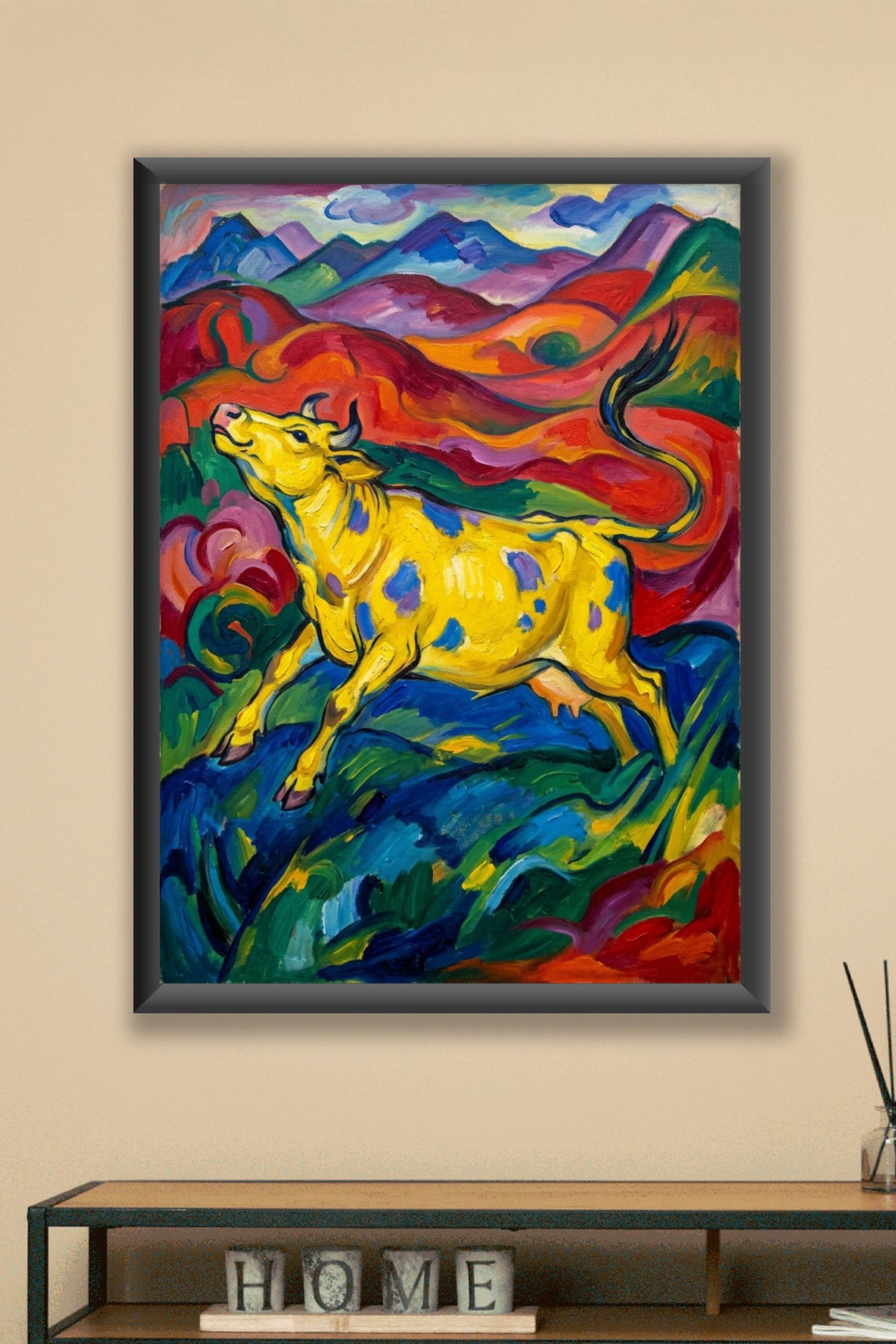 Poster La Vache Jaune, poster art contemporain