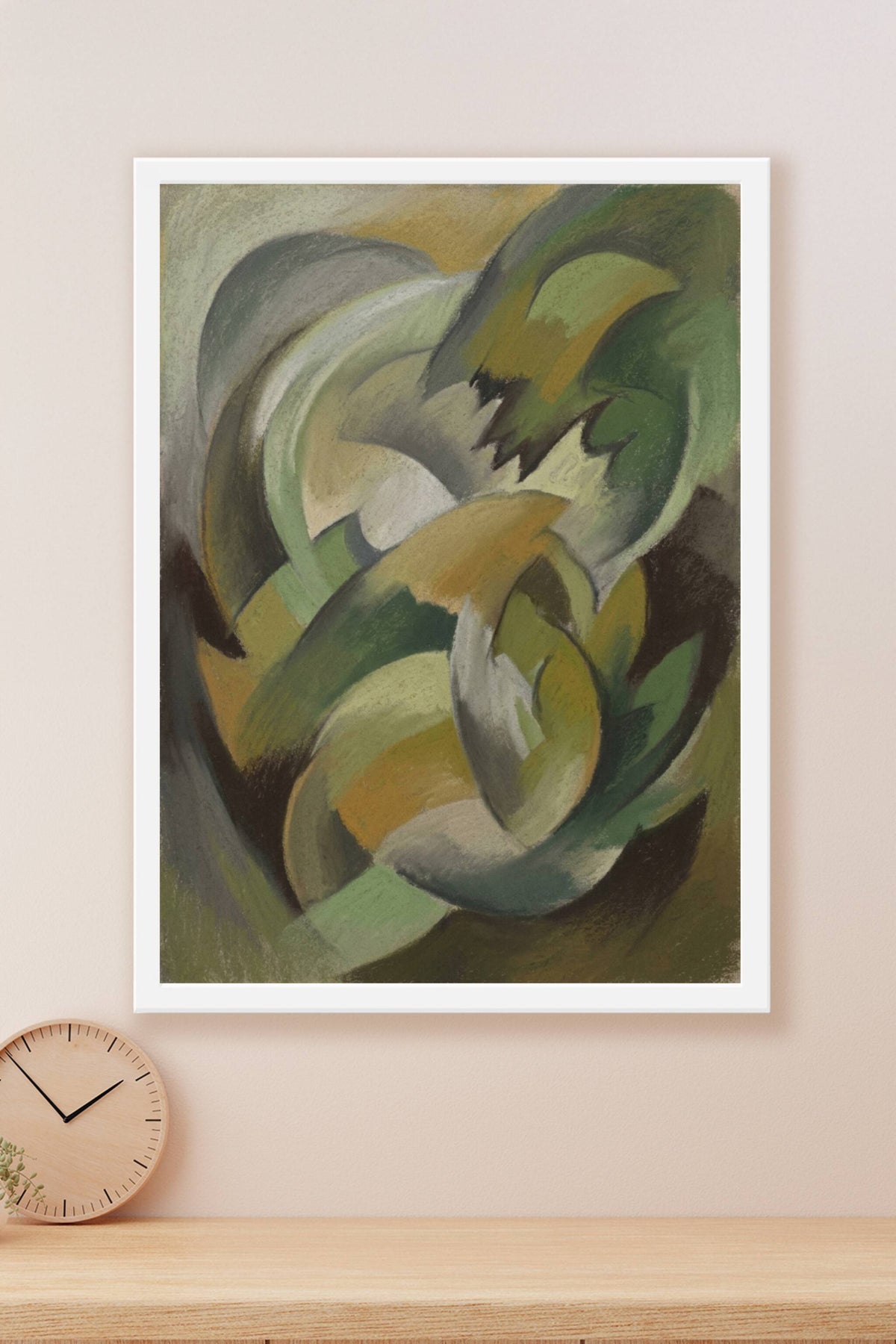 Poster d'art abstrait, formes organiques vertes