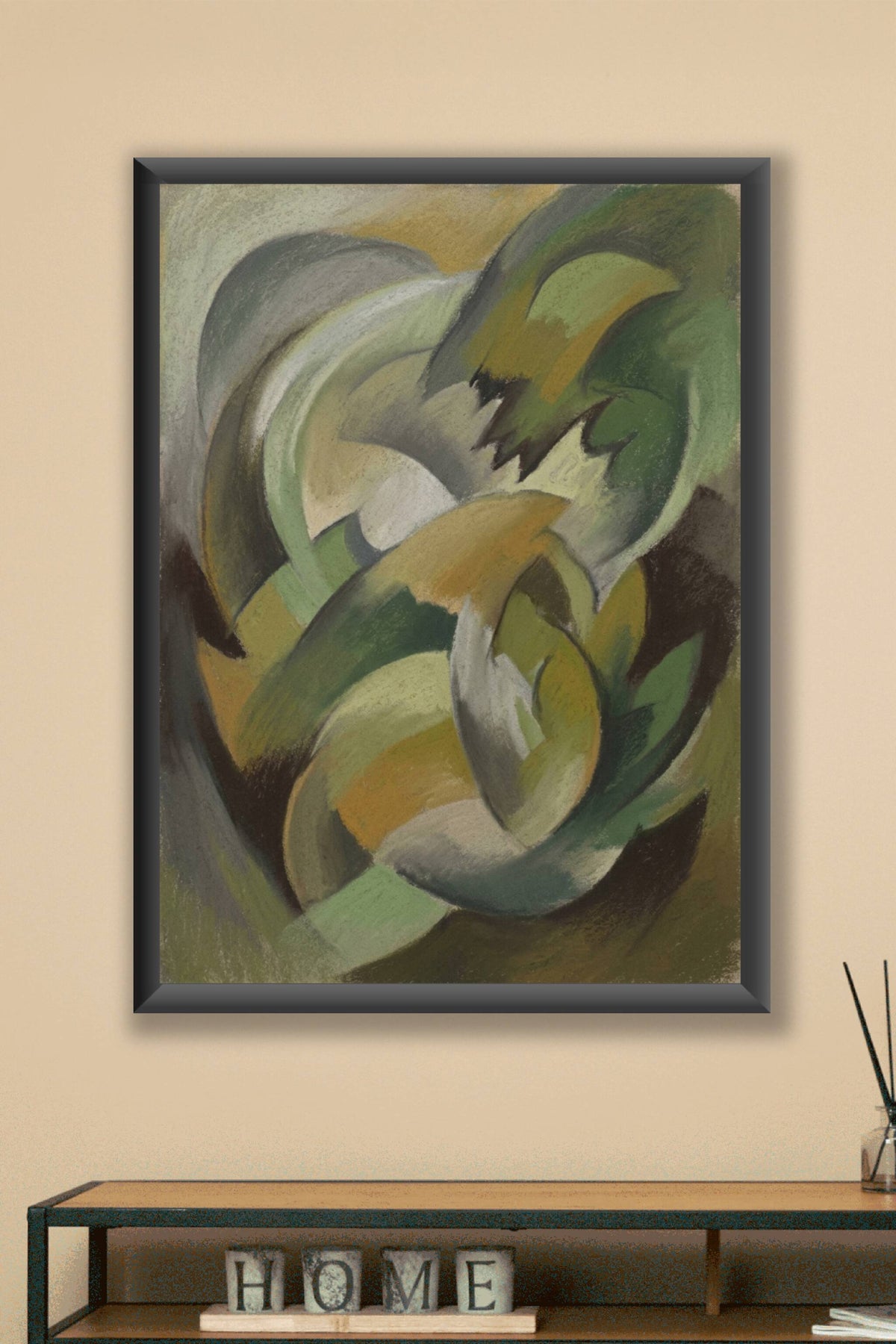 Poster d'art abstrait, formes organiques vertes