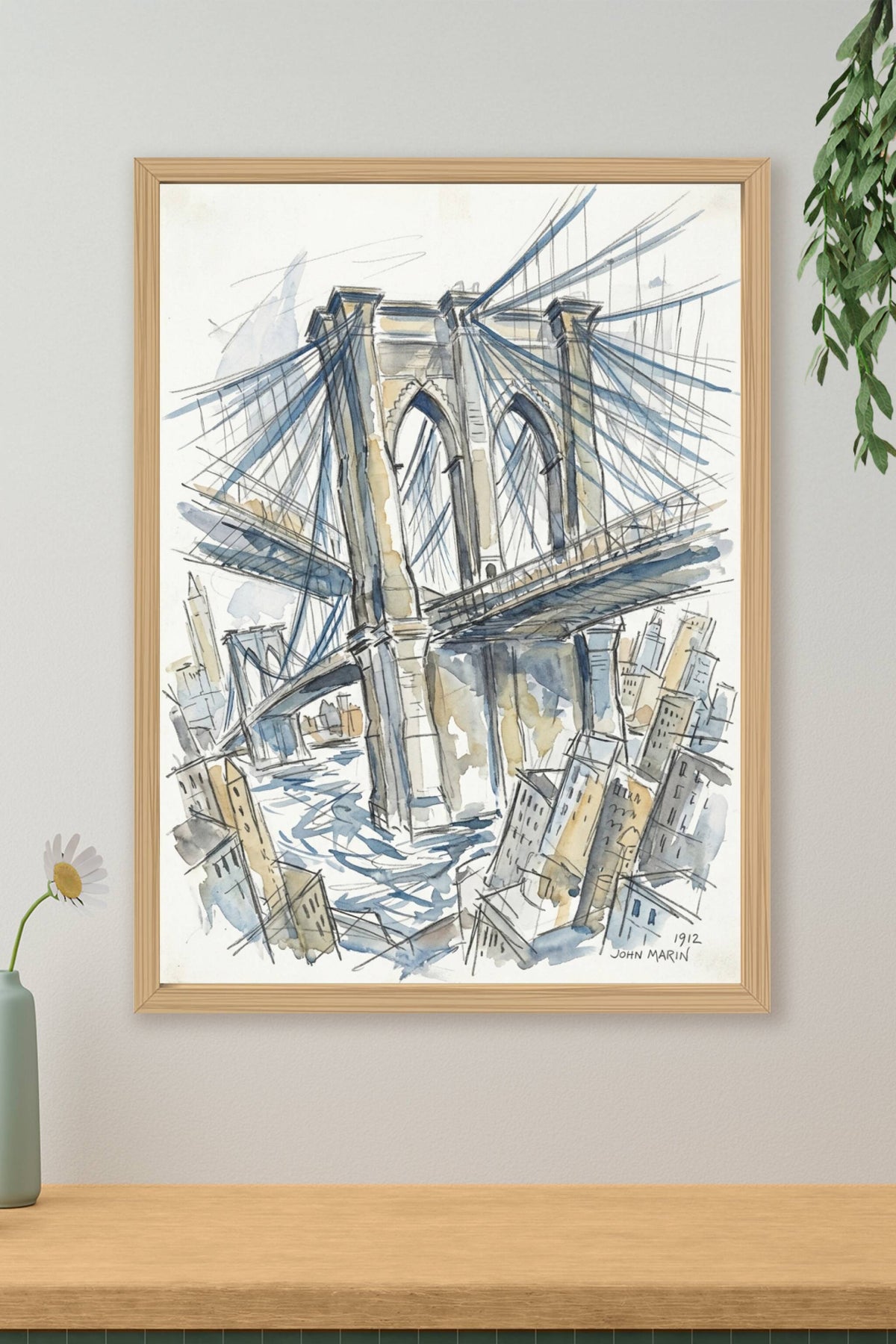 Affiche du pont de Brooklyn, poster aquarelle
