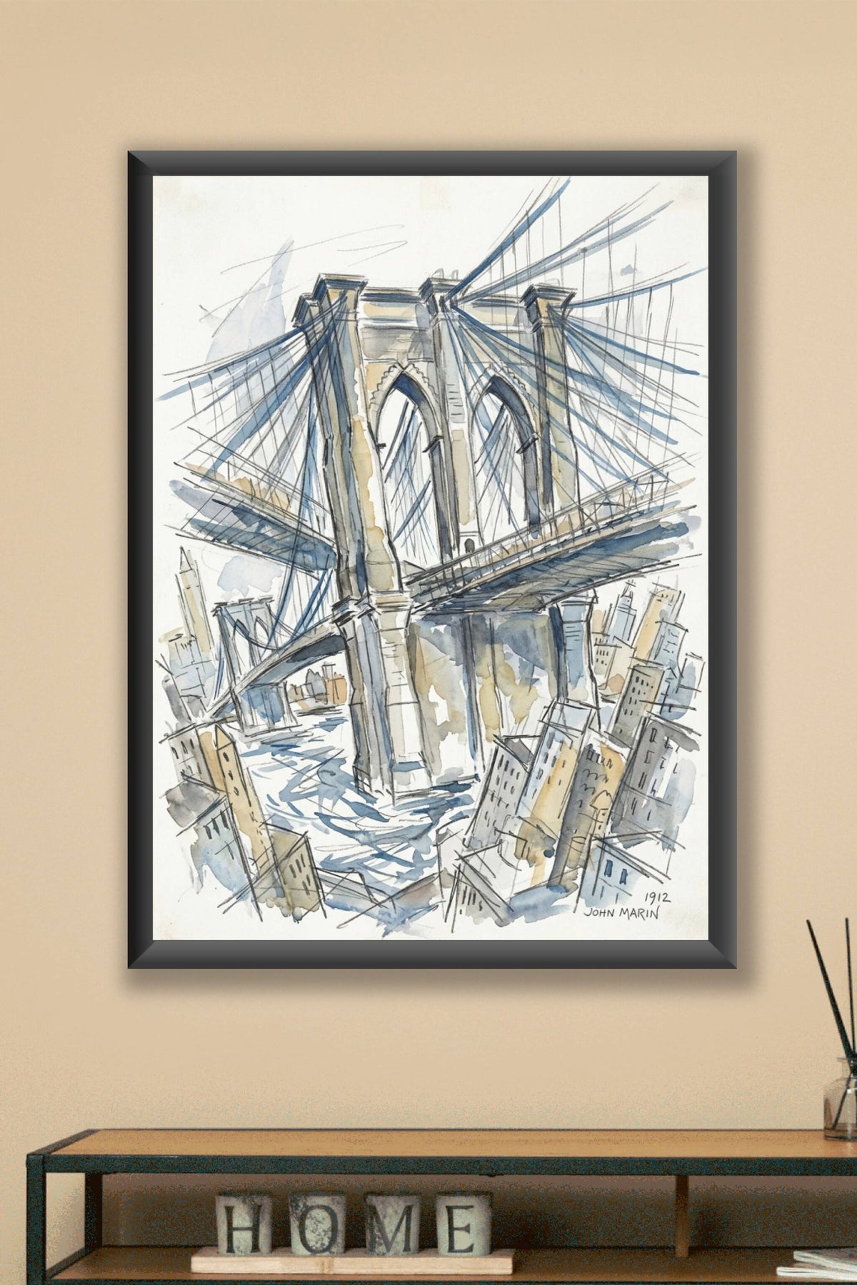 Affiche du pont de Brooklyn, poster aquarelle