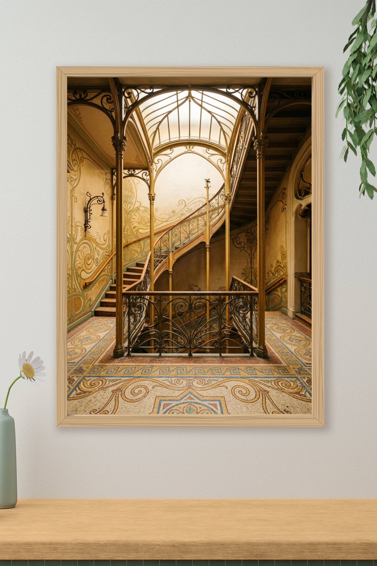 Affiche d'Art Nouveau, poster escalier courbe
