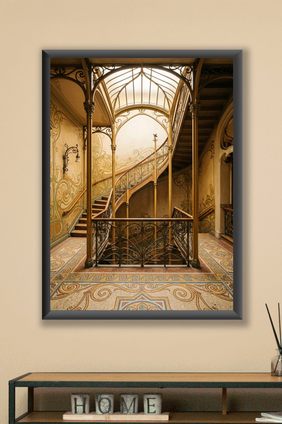 Affiche d'Art Nouveau, poster escalier courbe