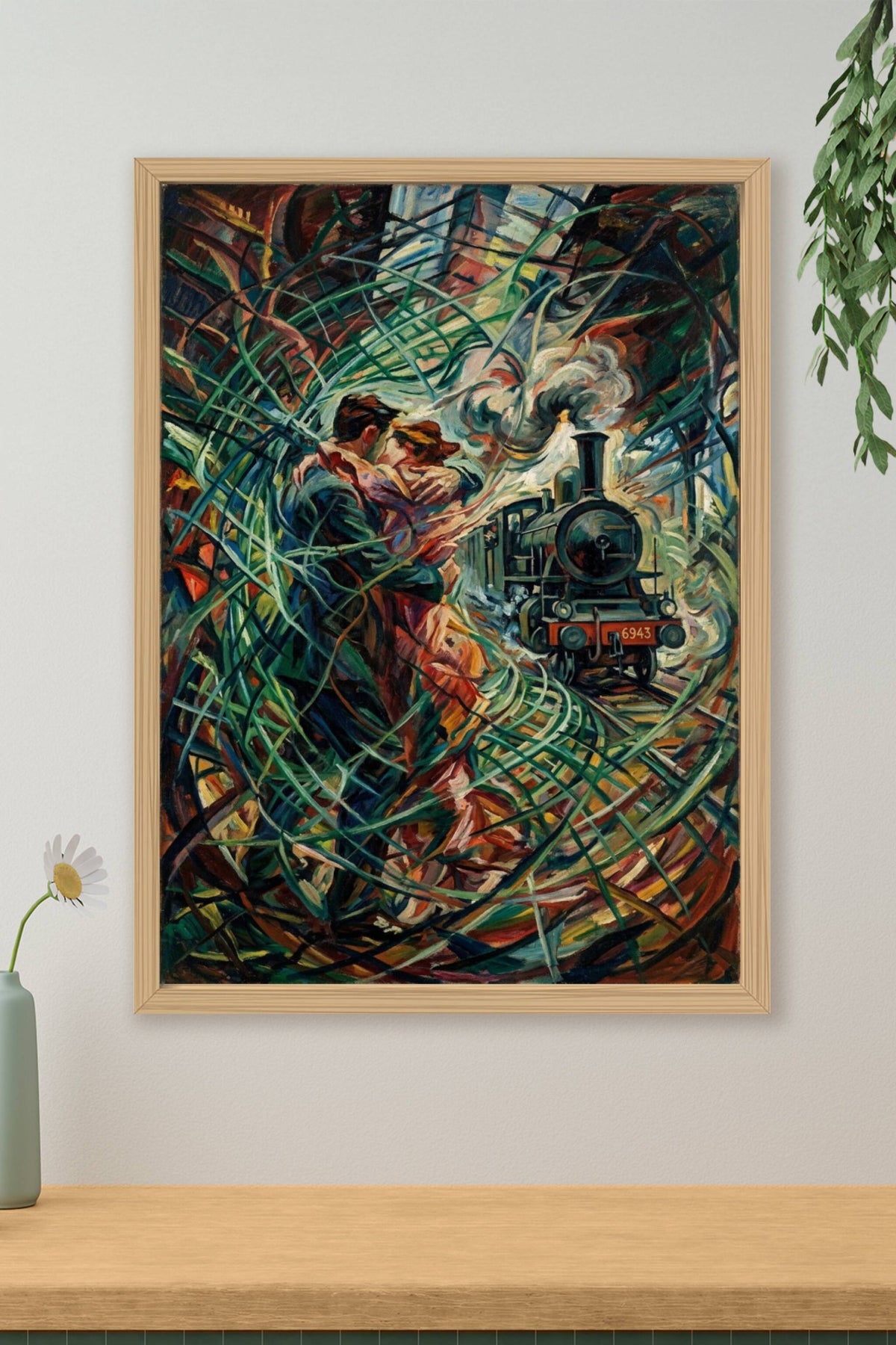 Poster d'art contemporain, couple devant un train