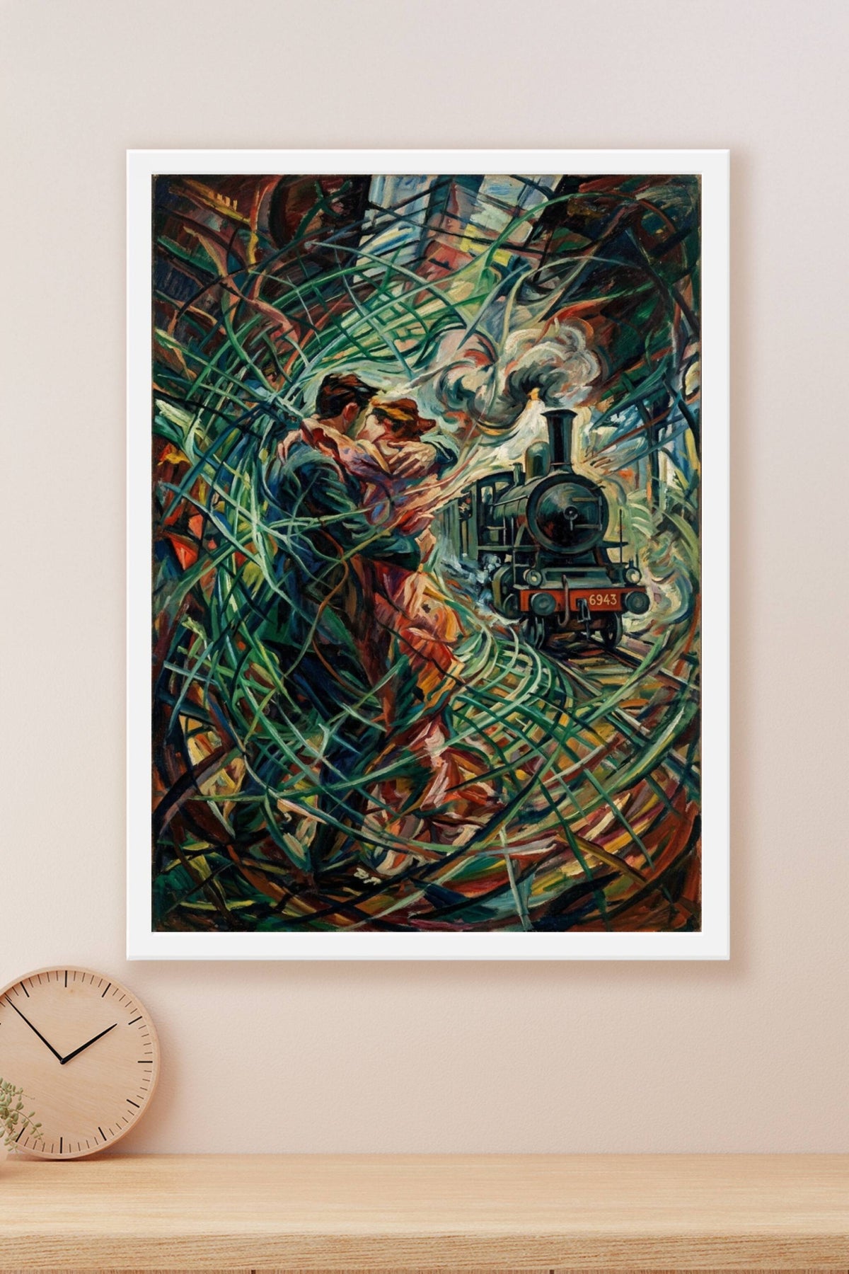 Poster d'art contemporain, couple devant un train