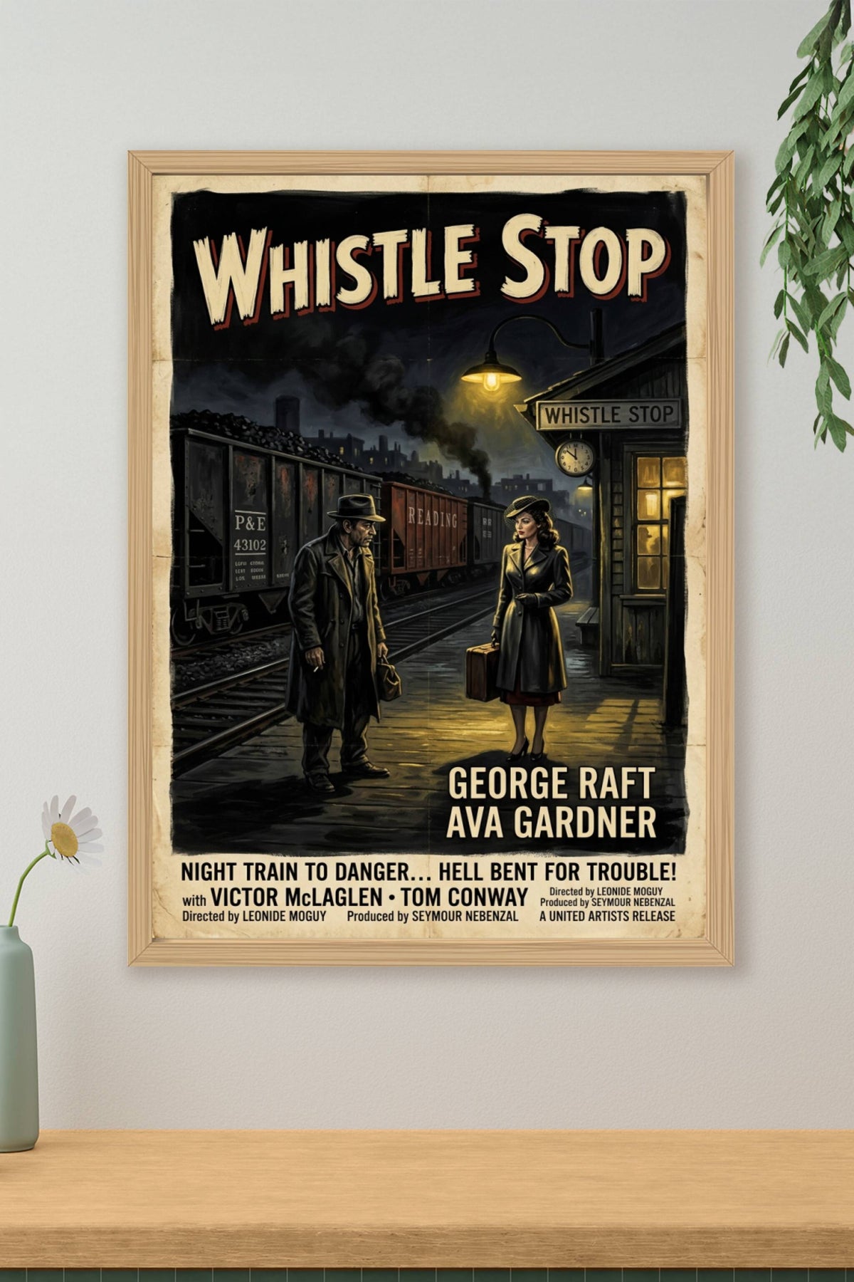 Affiche Whistle Stop, poster gare vintage