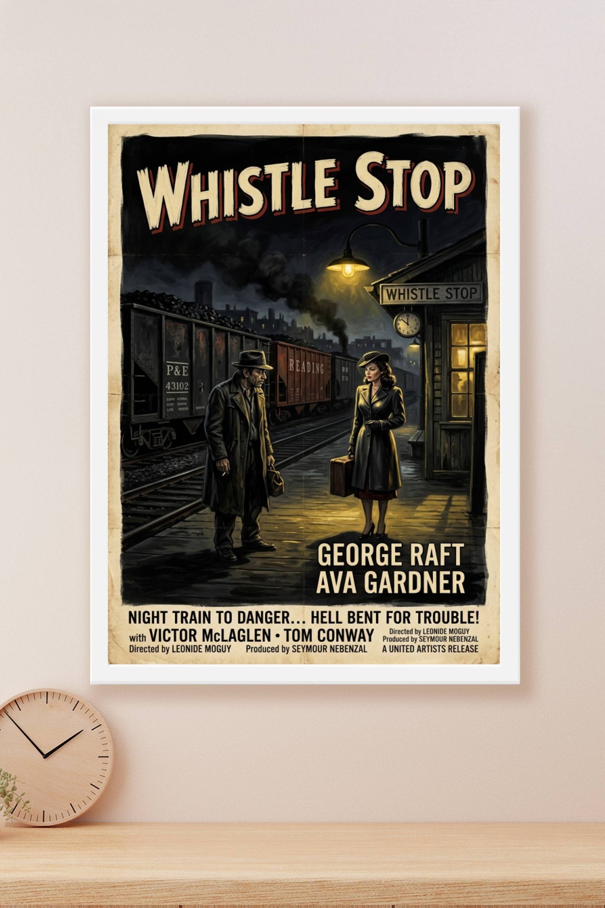 Affiche Whistle Stop, poster gare vintage