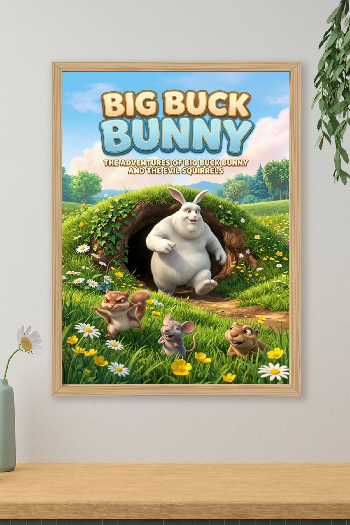 Affiche Big Buck Bunny, poster les écureuils