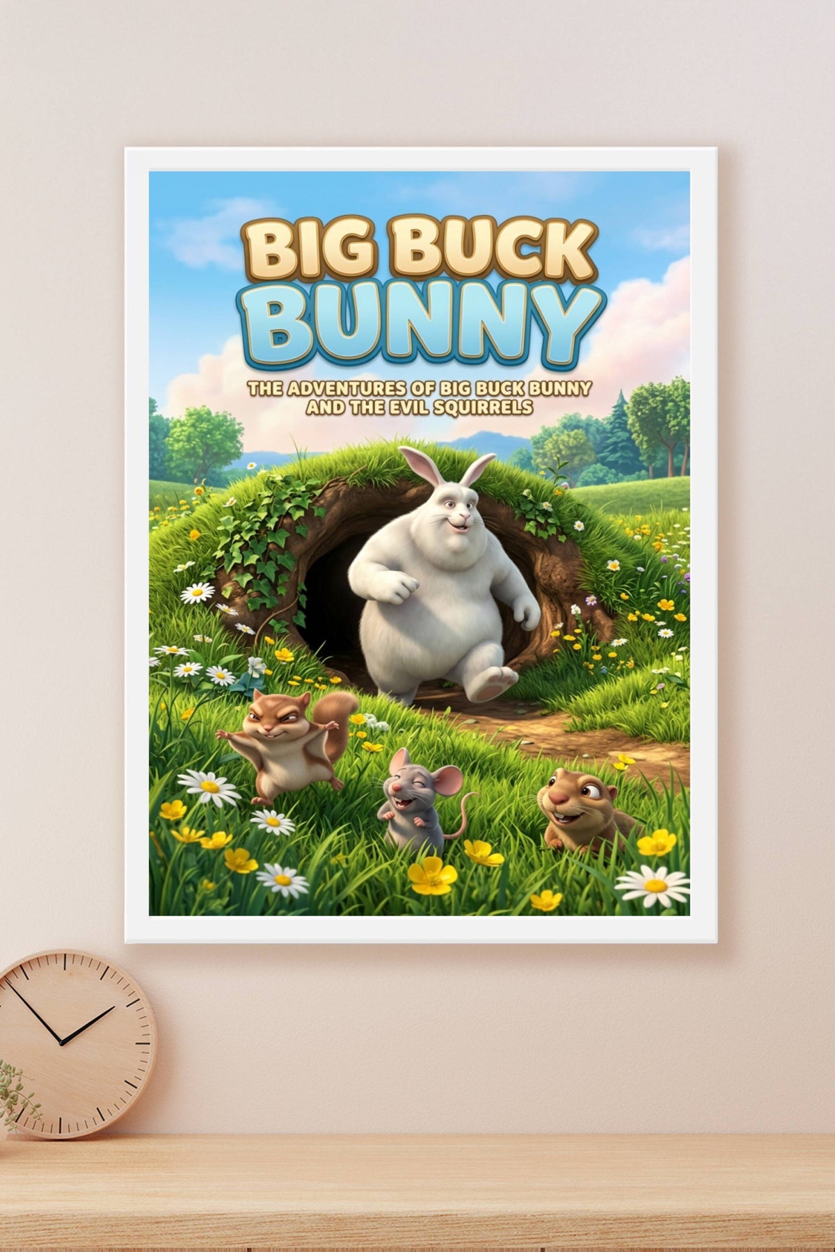 Affiche Big Buck Bunny, poster les écureuils