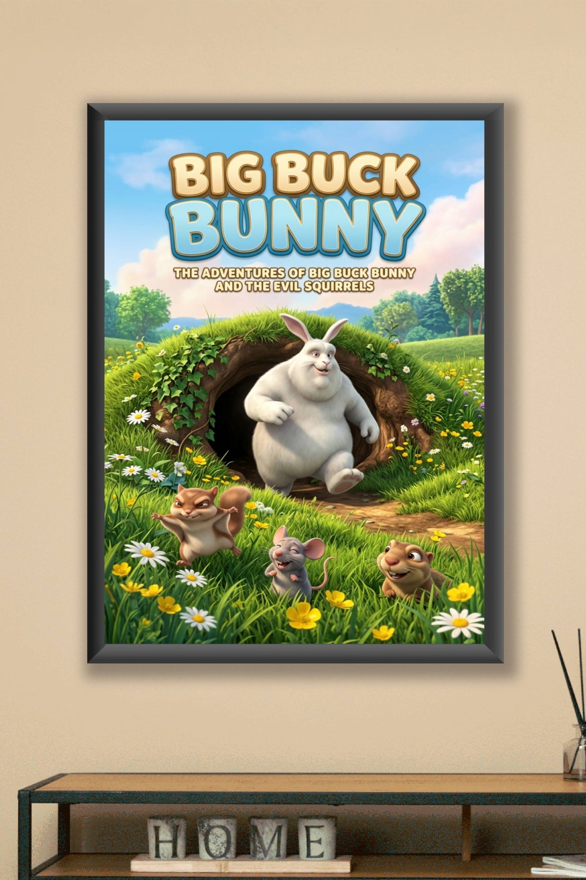 Affiche Big Buck Bunny, poster les écureuils