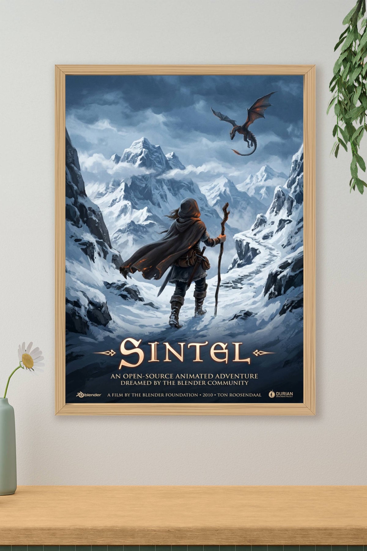 Affiche de Sintel, poster dragon fantastique