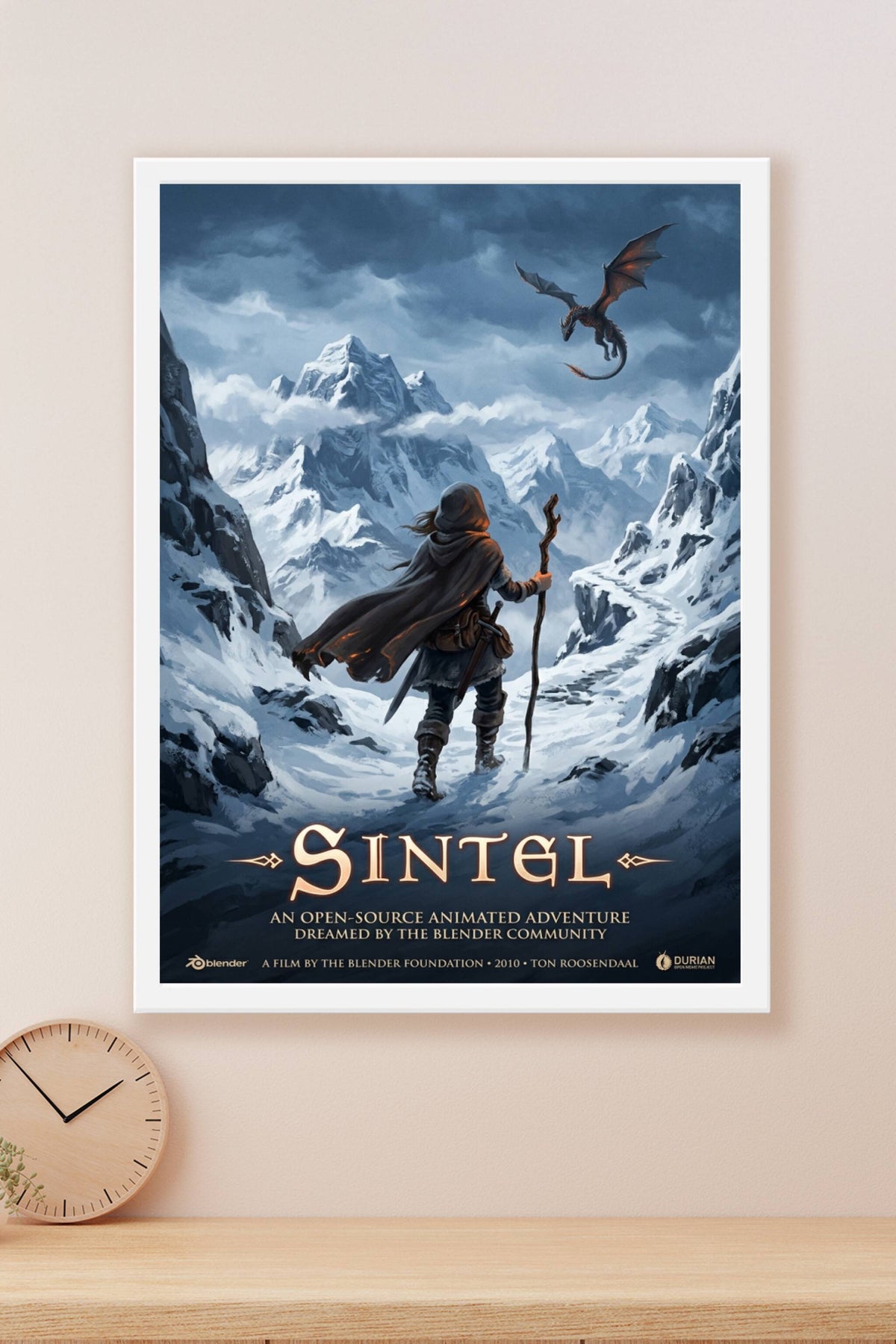 Affiche de Sintel, poster dragon fantastique