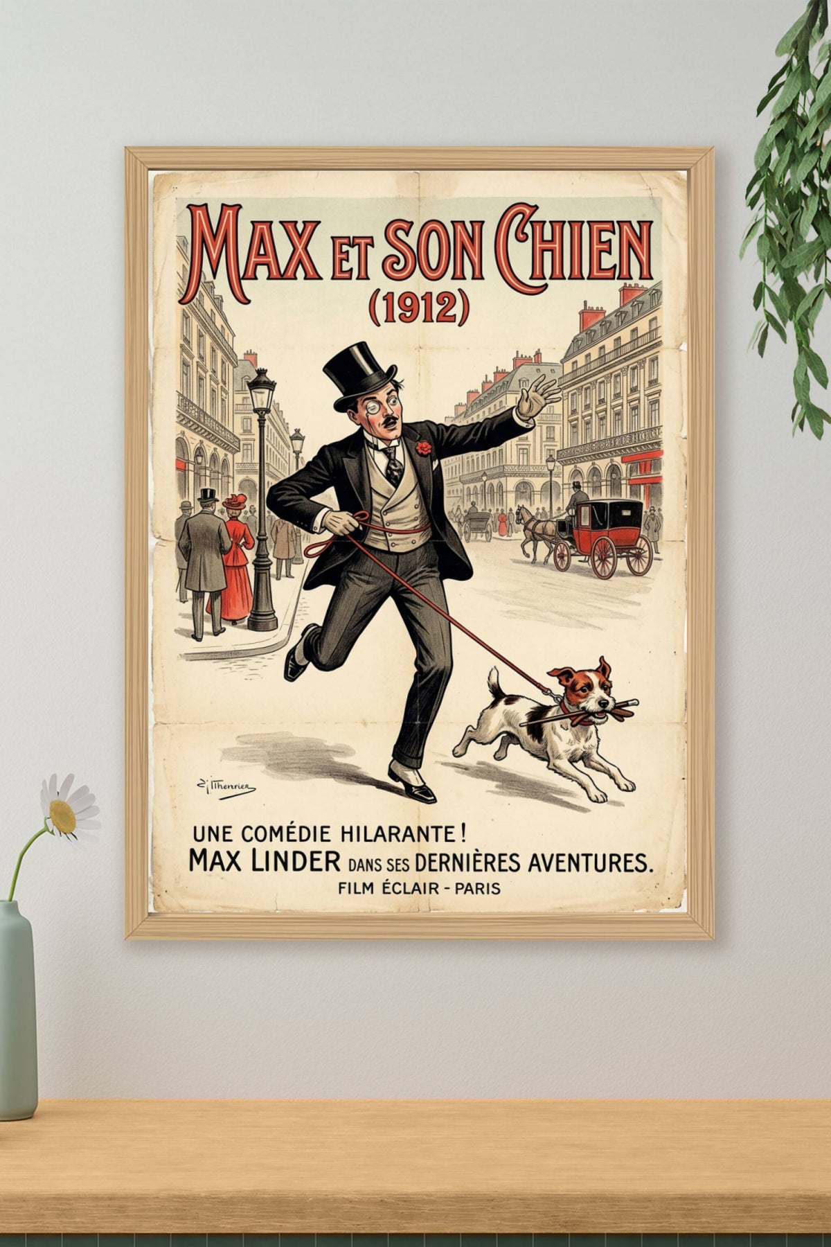 Affiche de Max et son chien, poster vintage 1912
