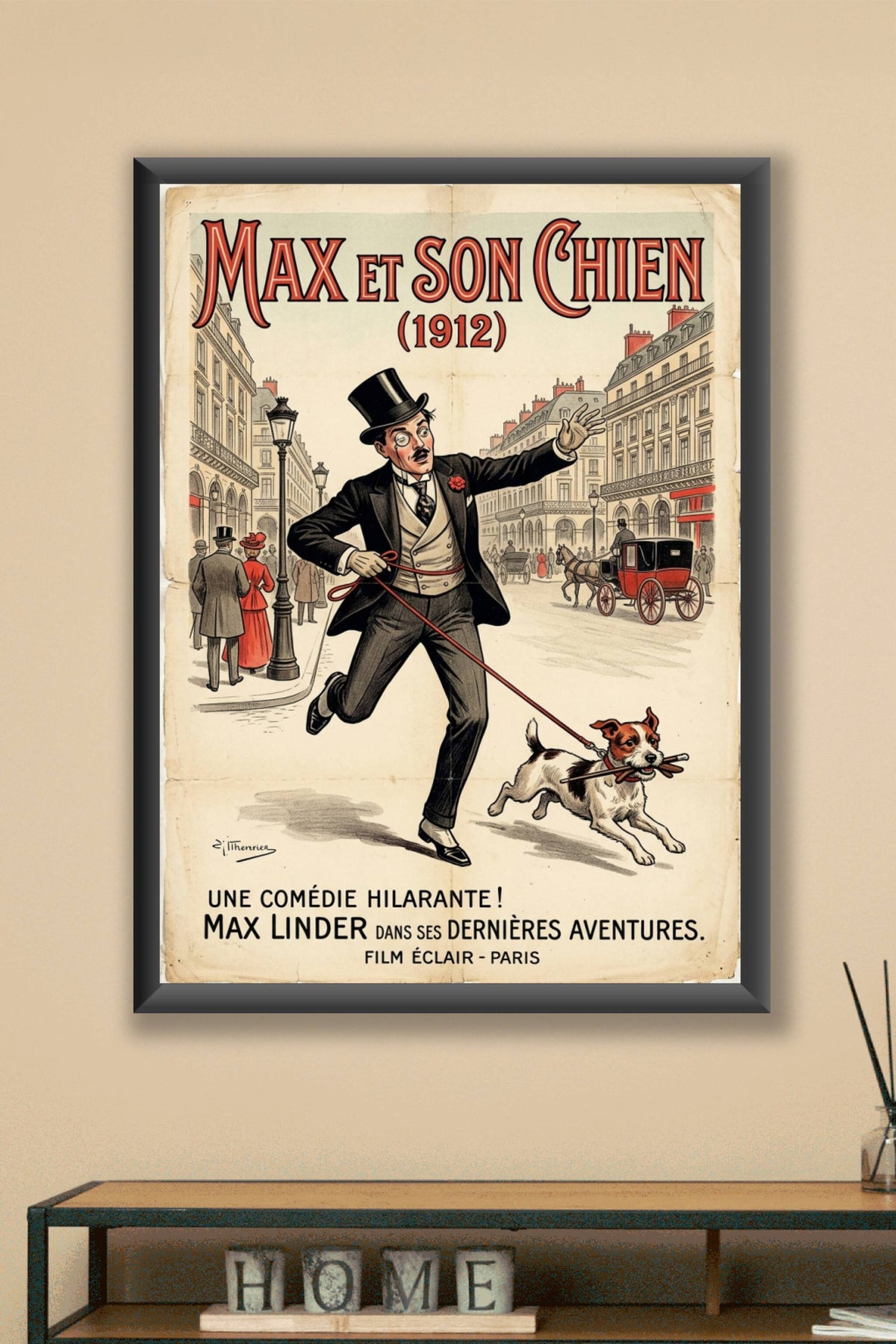 Affiche de Max et son chien, poster vintage 1912