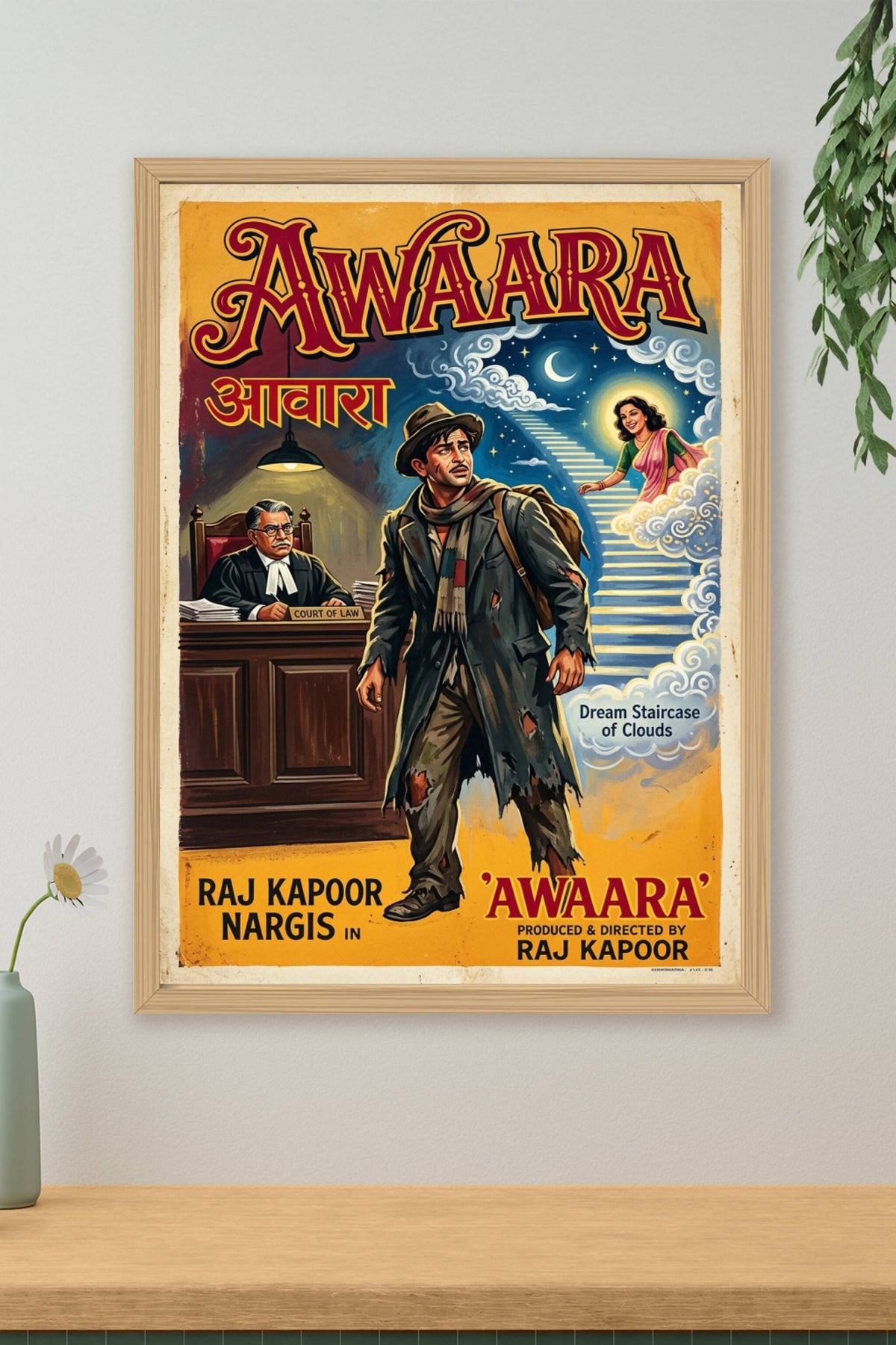Affiche Awaara, poster escalier de nuages